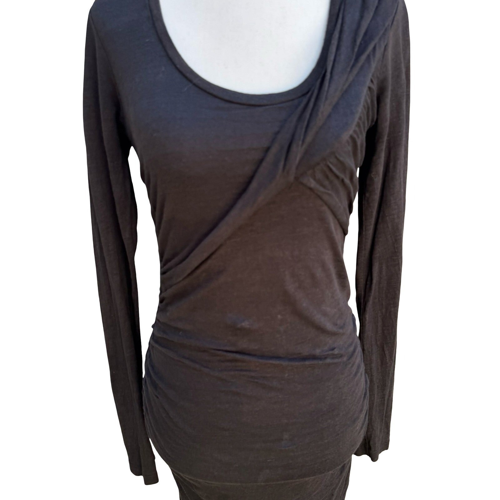 Joe's Jeans Minimalist Lagenlook Linen Blend Ruched Draped Bodycon Mini Dress S