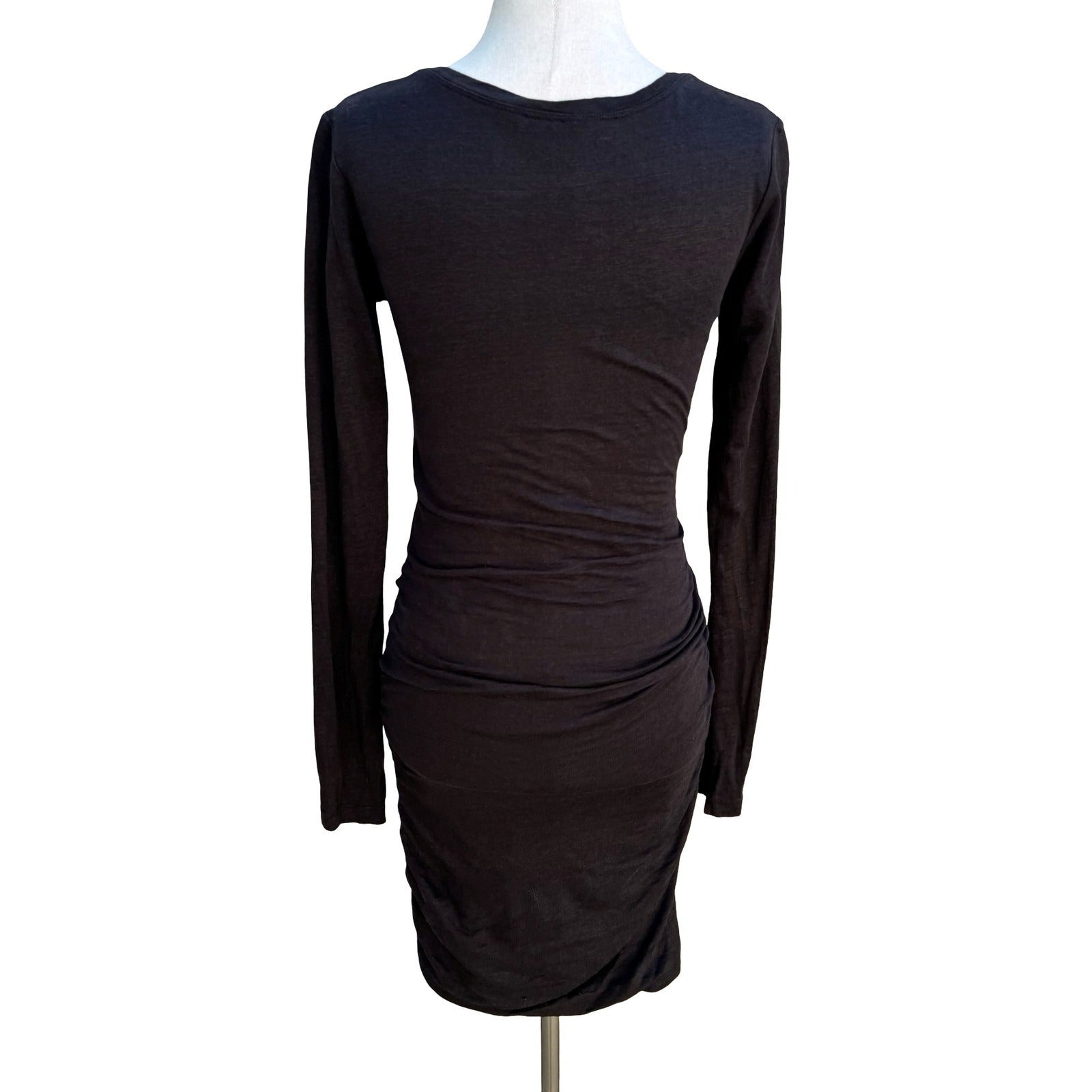 Joe's Jeans Minimalist Lagenlook Linen Blend Ruched Draped Bodycon Mini Dress S