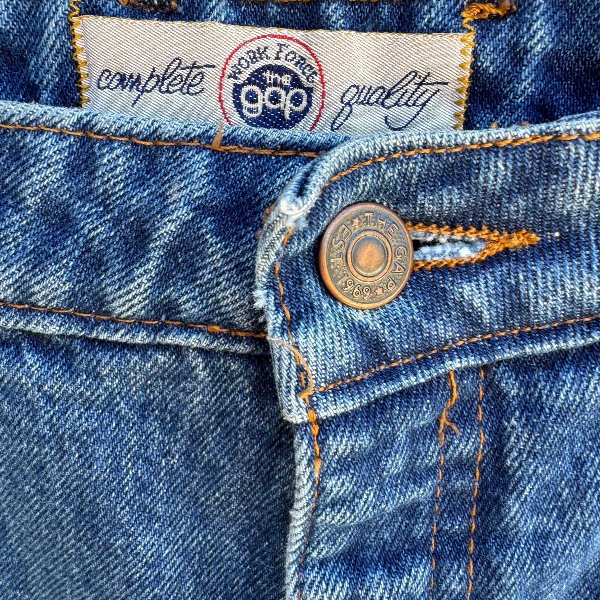 Gap Vintage Work Force High-Waisted Blue Heavyweight Tapered Leg Denim Jeans 13/14