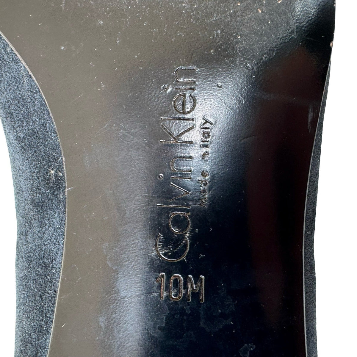 Calvin Klein Italian Suede Cutout Ring Pointed Toe Kitten Heel Black Womens 10M