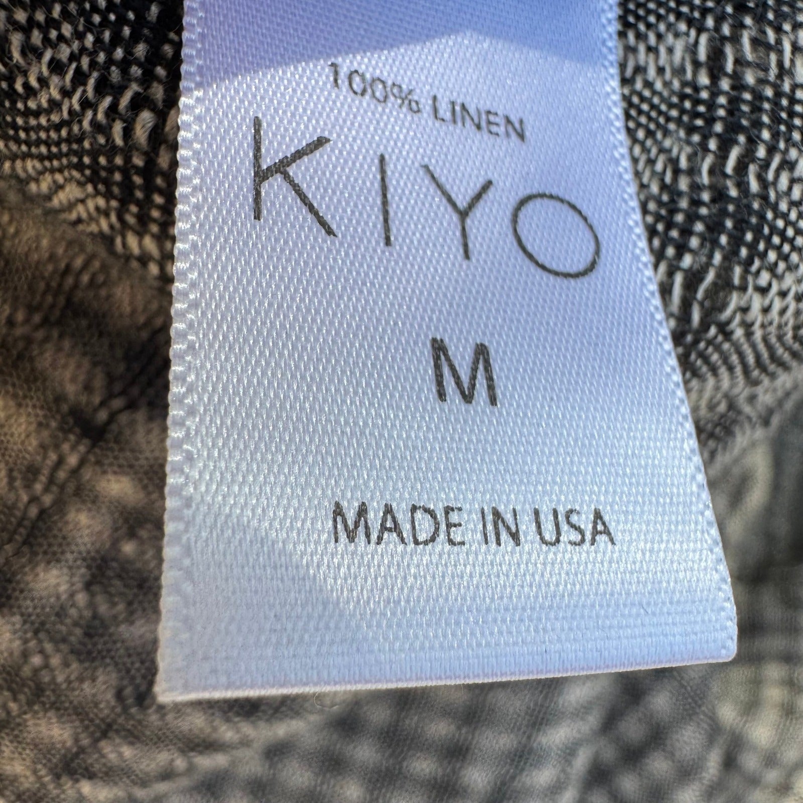 Kiyo 100% Linen Coastal Gingham Tunic Blouse Lagenlook Boxy Oversized Womens M