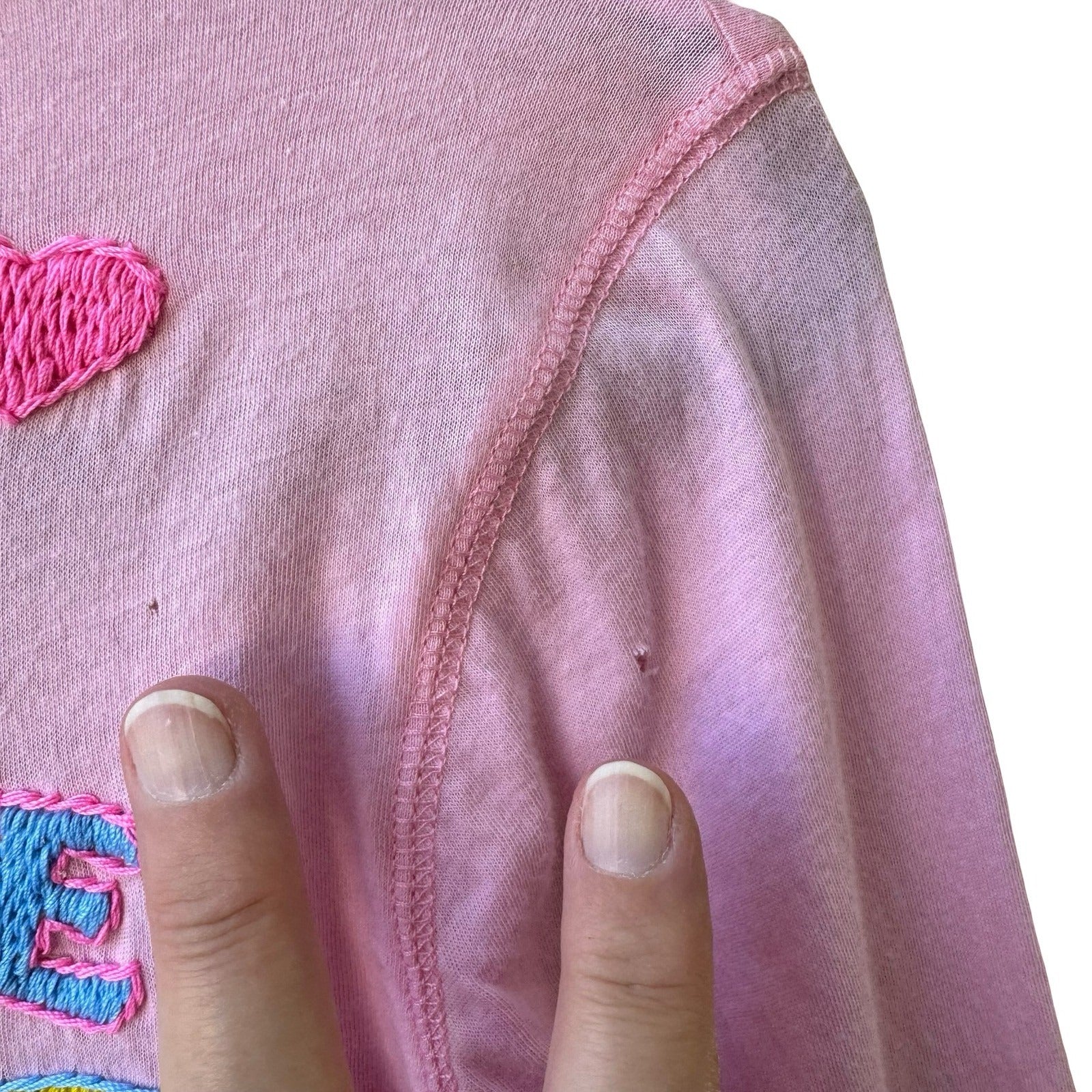 Ankh Pink True Love Embroidered Fairycore Harajuku Baby Tee Y2K Graphic Top M