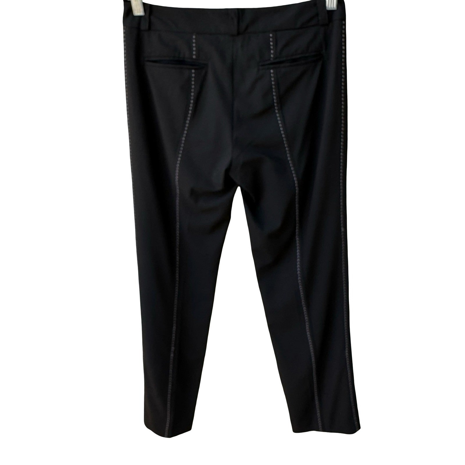 Chertok-Yi Y2K Tailored Minimalist Black Trousers Back Contrast Stitching Pants