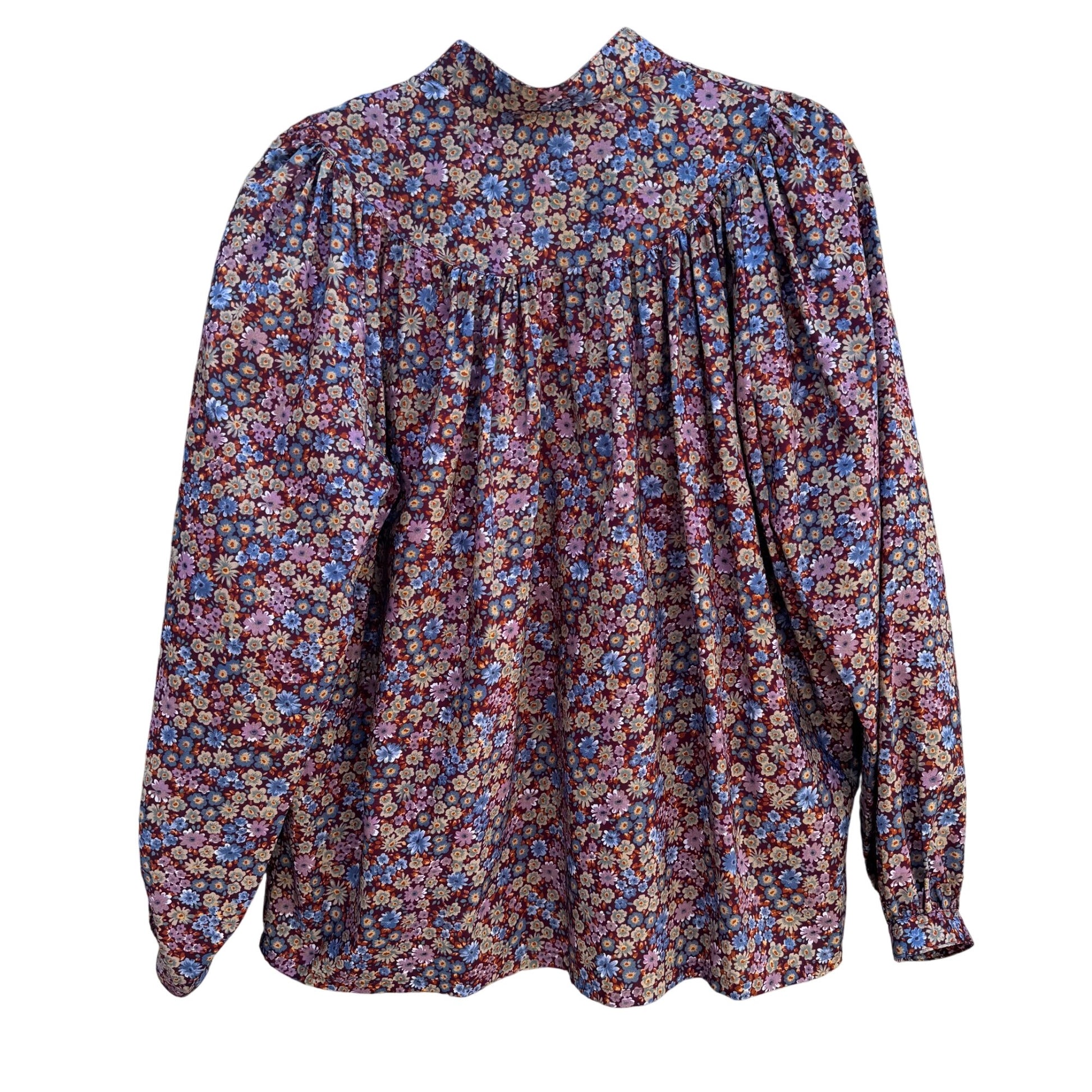 Gene Burton Pasadena Vintage Floral Button-Up Prairie Long Sleeve Womens Blouse