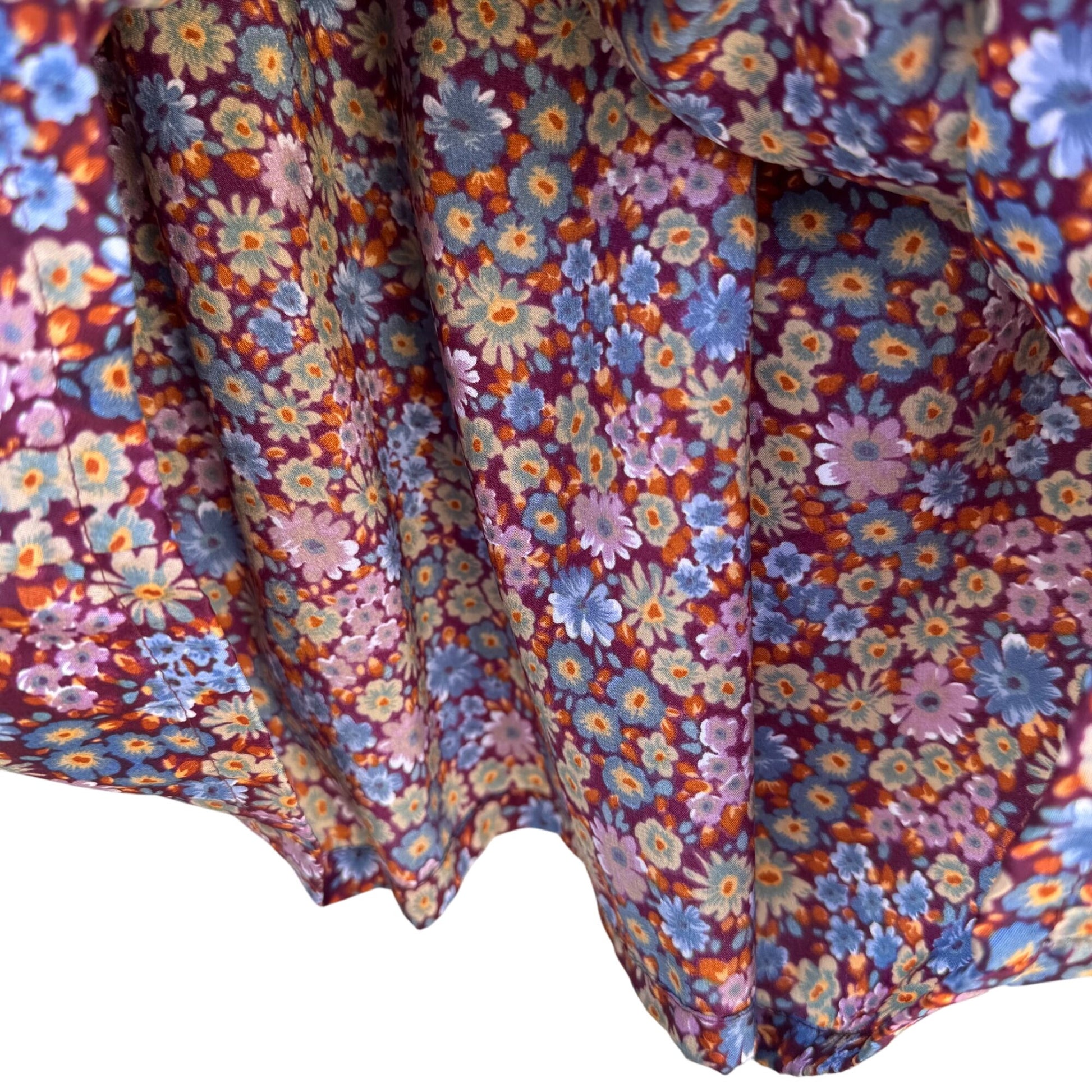 Gene Burton Pasadena Vintage Floral Button-Up Prairie Long Sleeve Womens Blouse