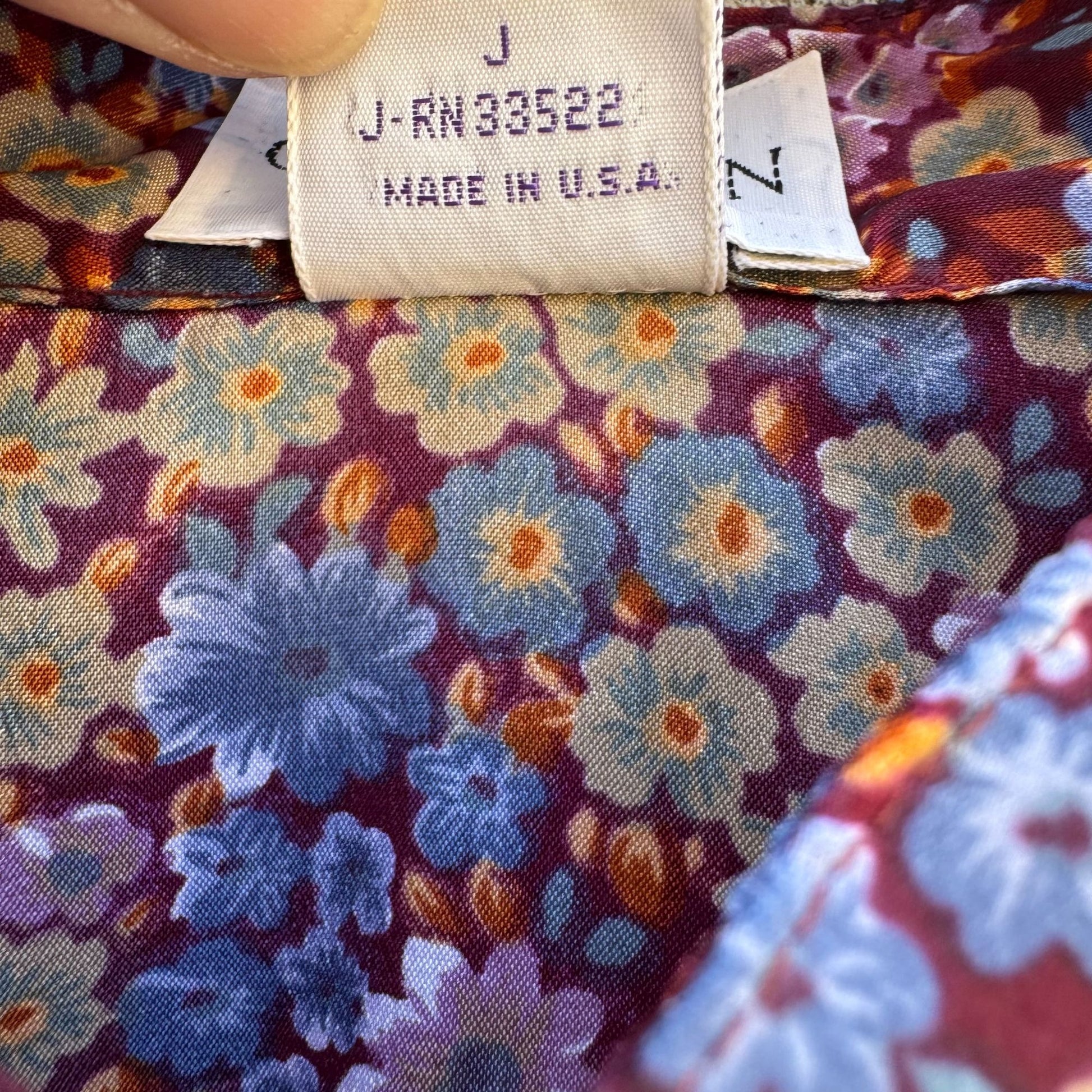 Gene Burton Pasadena Vintage Floral Button-Up Prairie Long Sleeve Womens Blouse