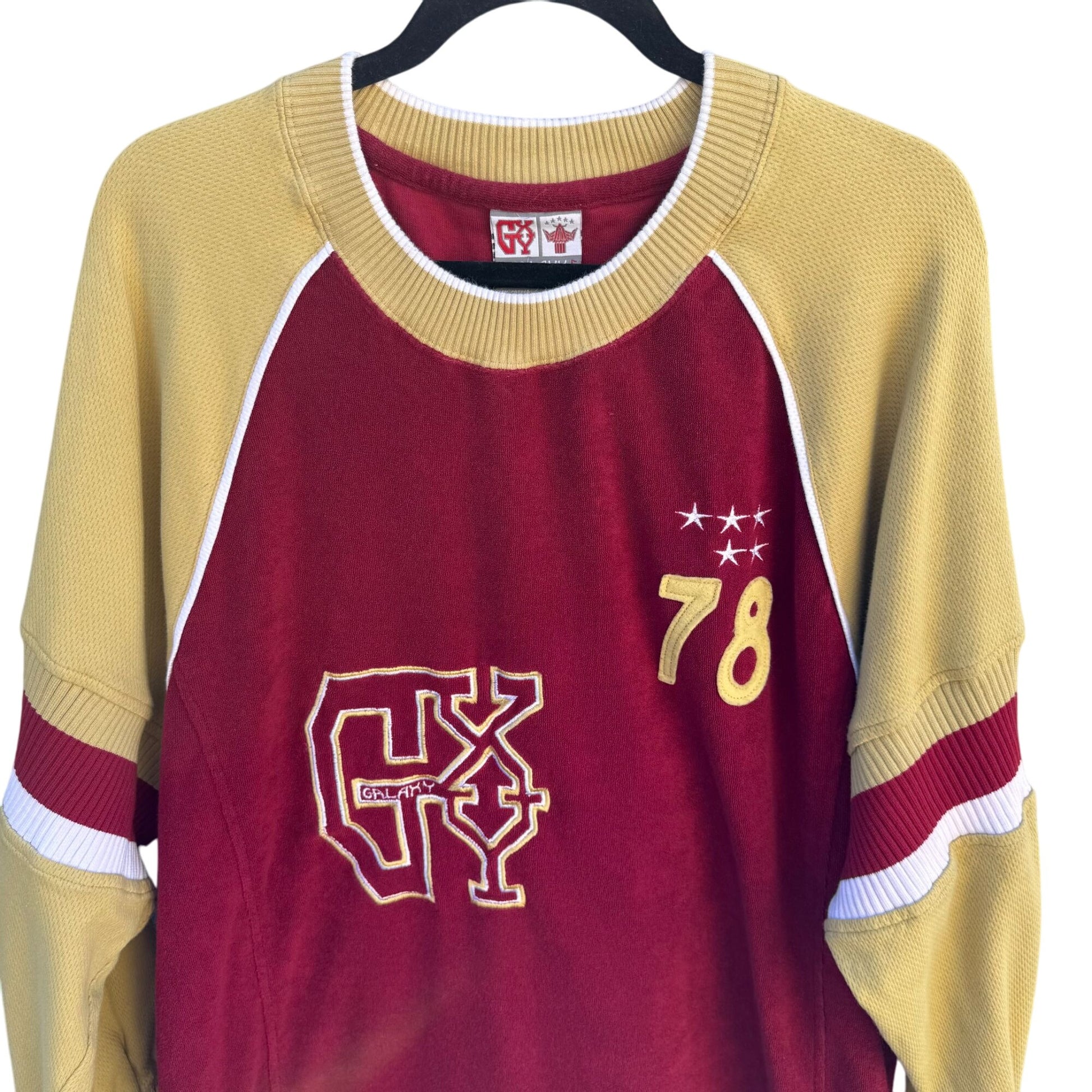 Galaxy Athletic Sport Gear Vintage Red Gold Crewneck Terrycloth Retro Sweatshirt XL