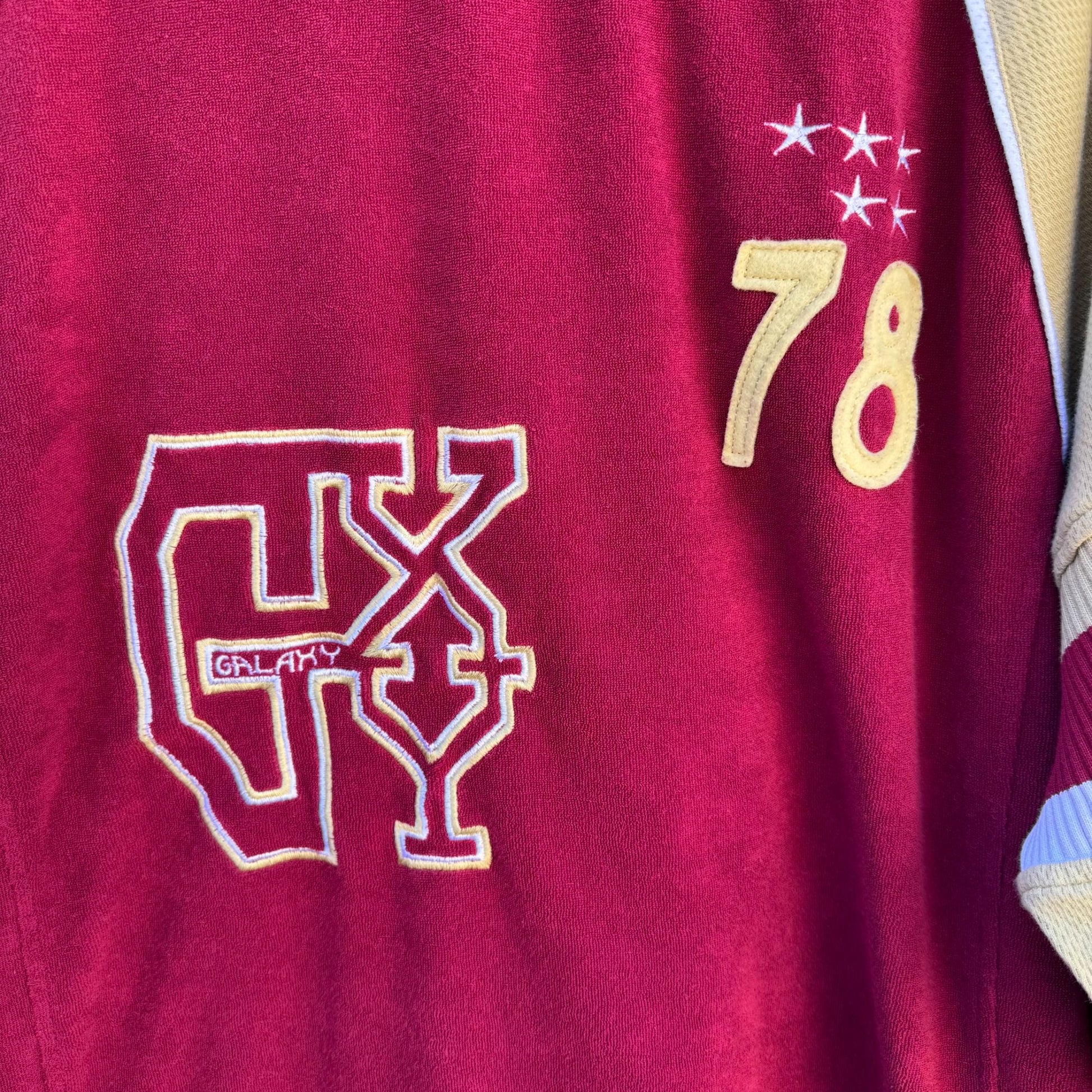 Galaxy Athletic Sport Gear Vintage Red Gold Crewneck Terrycloth Retro Sweatshirt XL