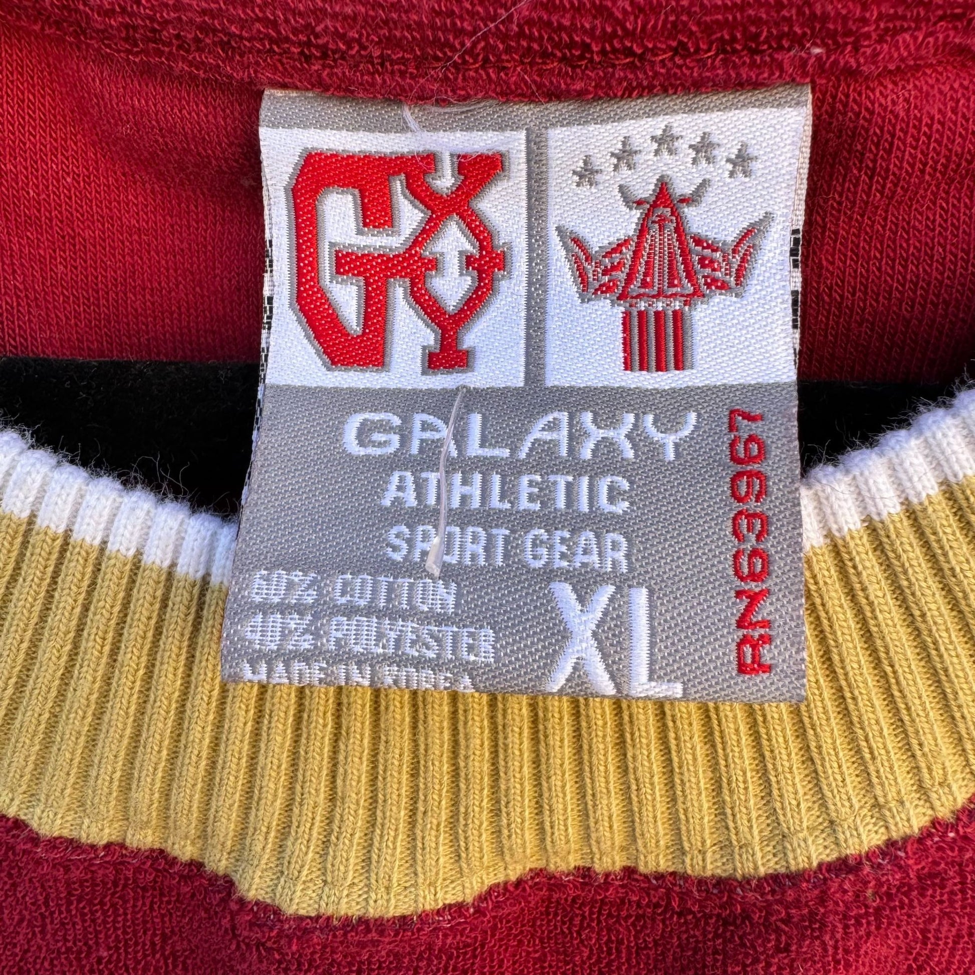 Galaxy Athletic Sport Gear Vintage Red Gold Crewneck Terrycloth Retro Sweatshirt XL
