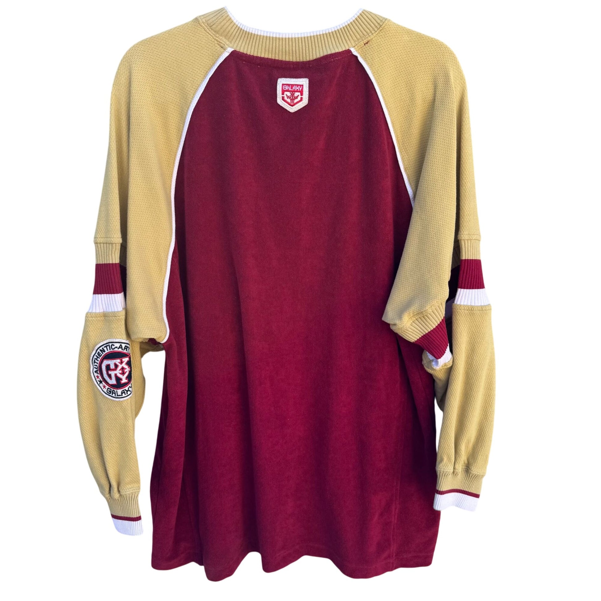 Galaxy Athletic Sport Gear Vintage Red Gold Crewneck Terrycloth Retro Sweatshirt XL