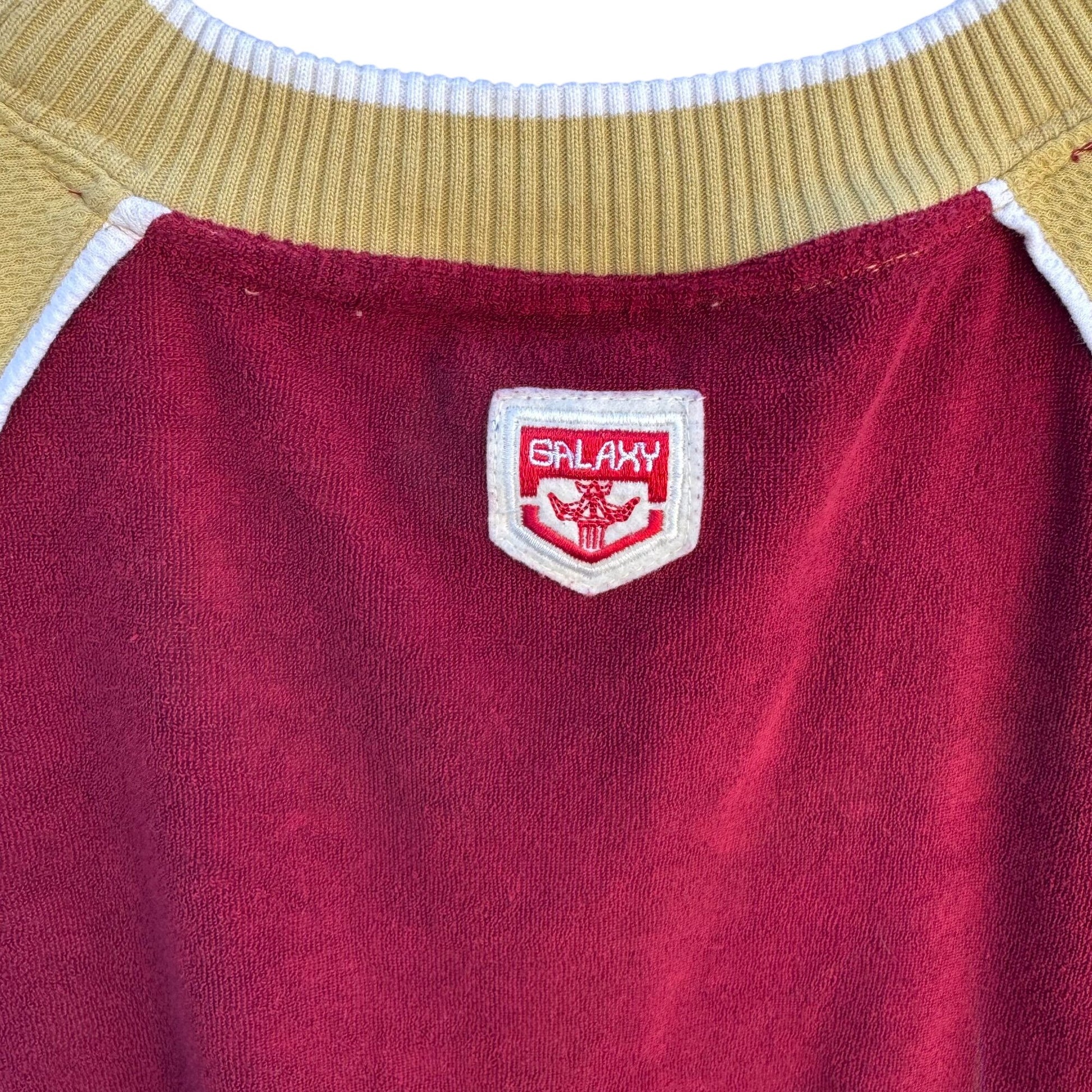 Galaxy Athletic Sport Gear Vintage Red Gold Crewneck Terrycloth Retro Sweatshirt XL
