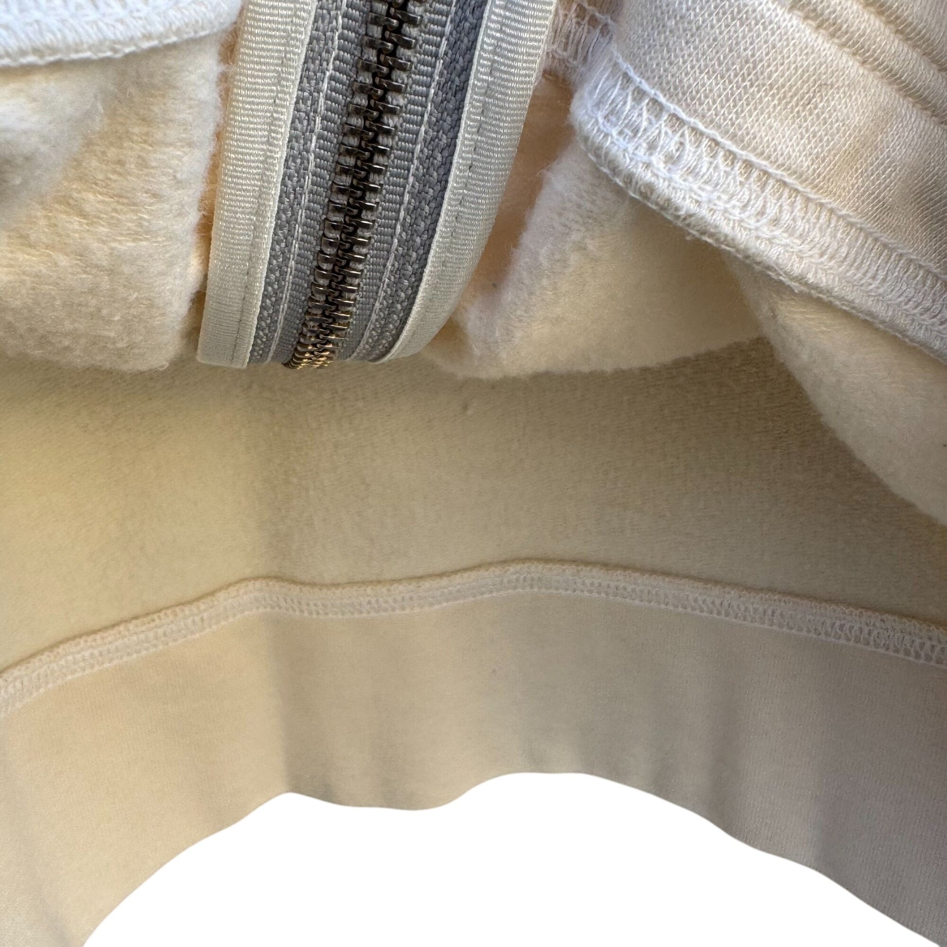 American Giant Womens Zip-Up Hoodie M Cream Cotton Blend USA Made Athleisure