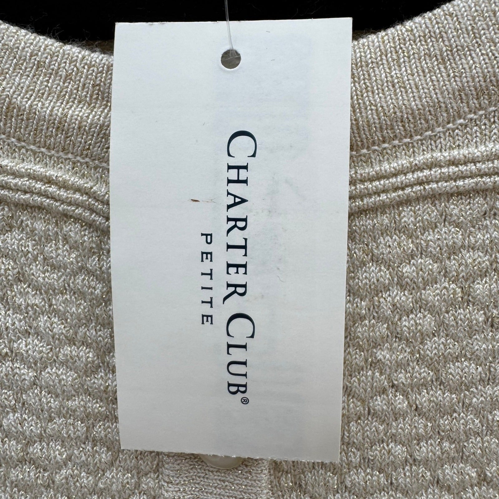 Charter Club Gold Dust Metallic Party Knit Cardigan Sweater PXL Shimmer NEW Tags