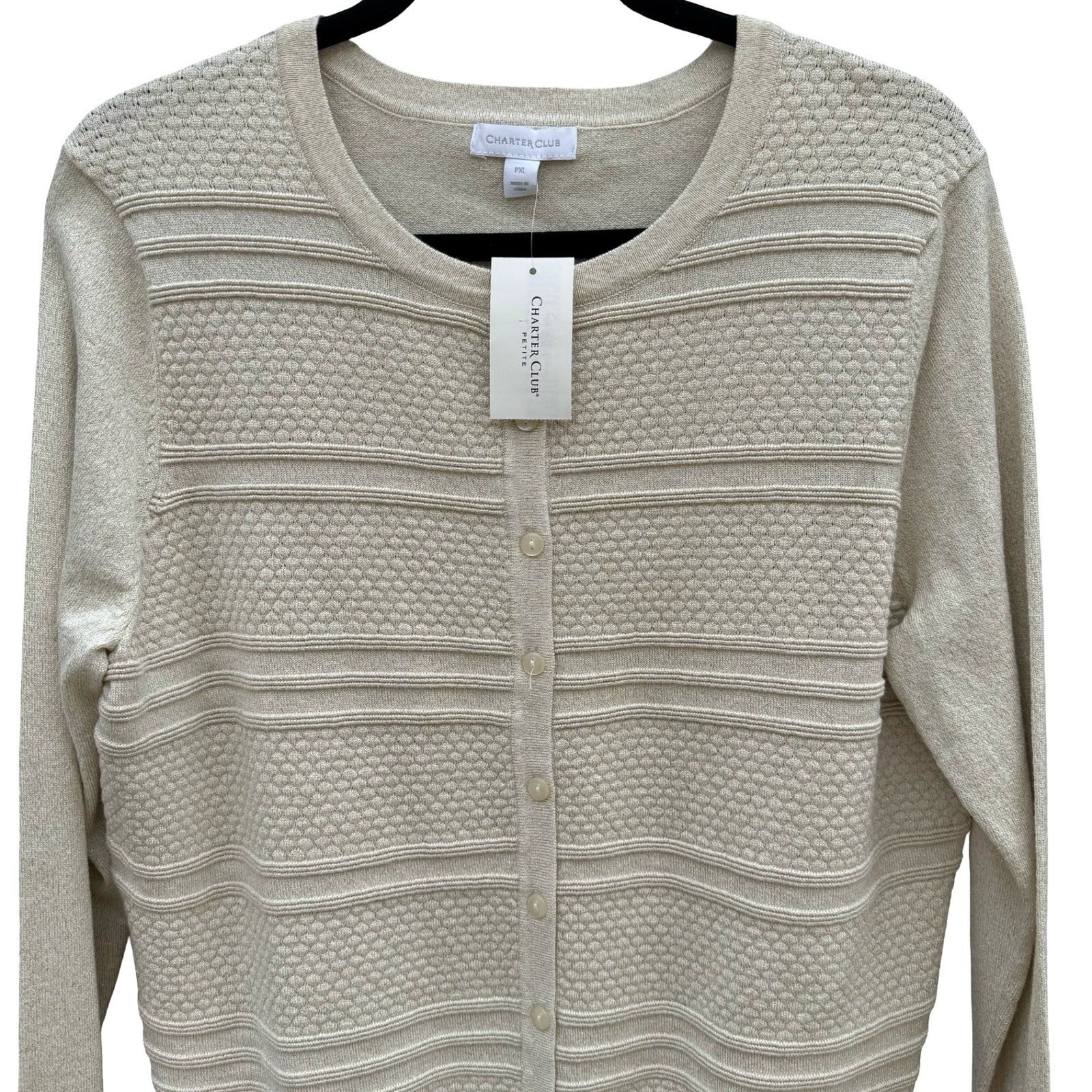 Charter Club Gold Dust Metallic Party Knit Cardigan Sweater PXL Shimmer NEW Tags
