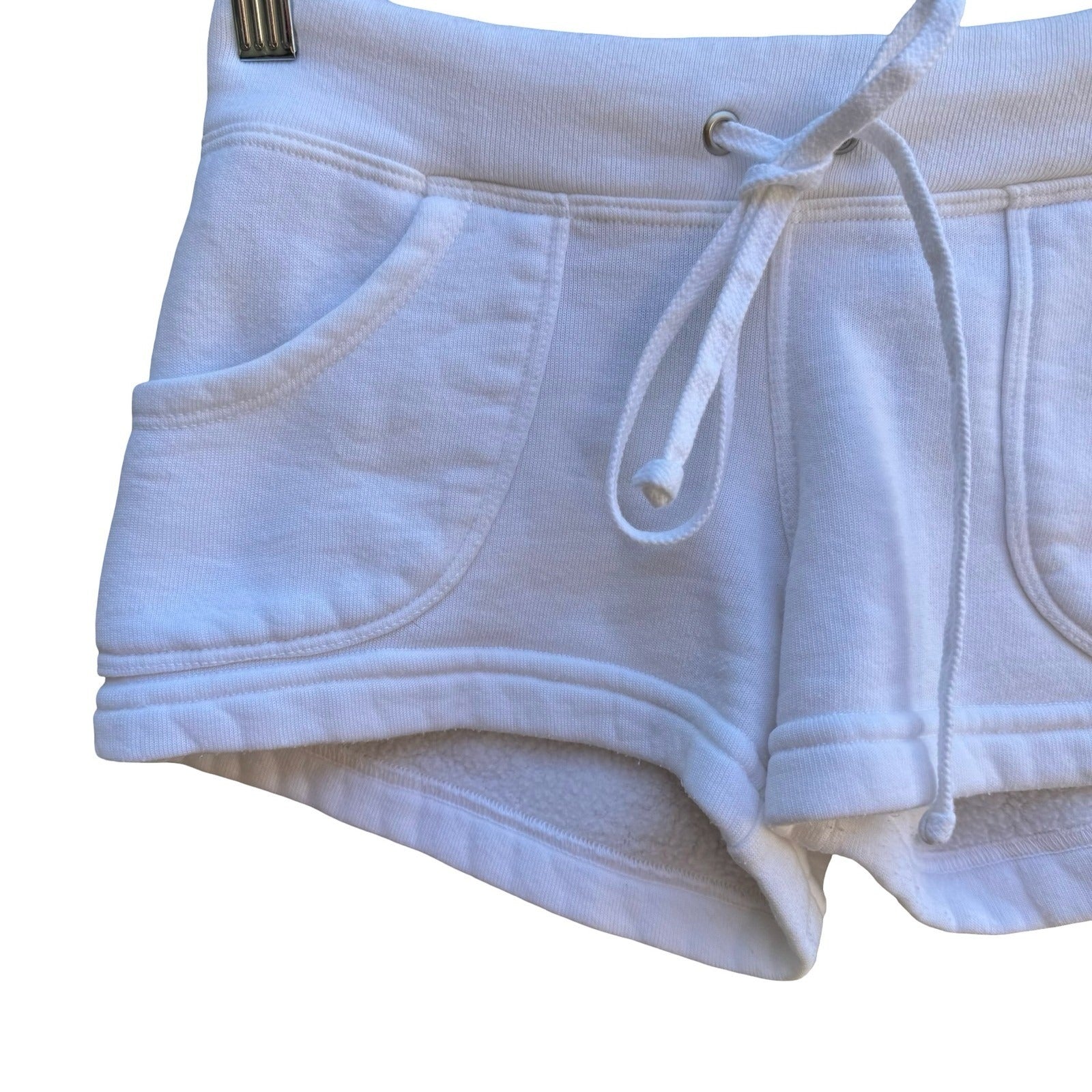 Hard Tail Y2K Athleisure Loungewear Cozy Fleece Lounge Short Shorts White XS