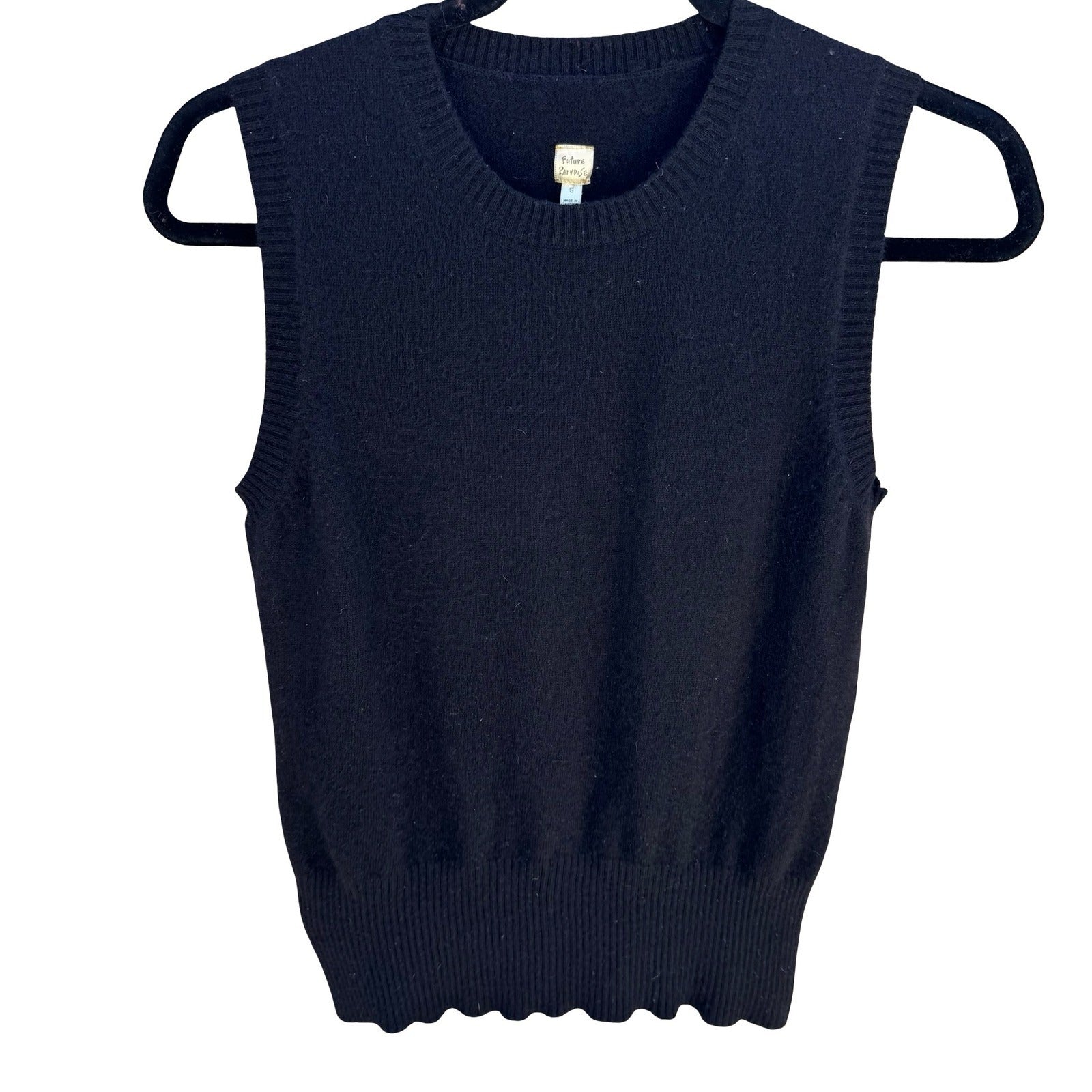 Future Paradise Cashmere Old Money Black Sweater Vest Sleeveless S Quiet Luxury