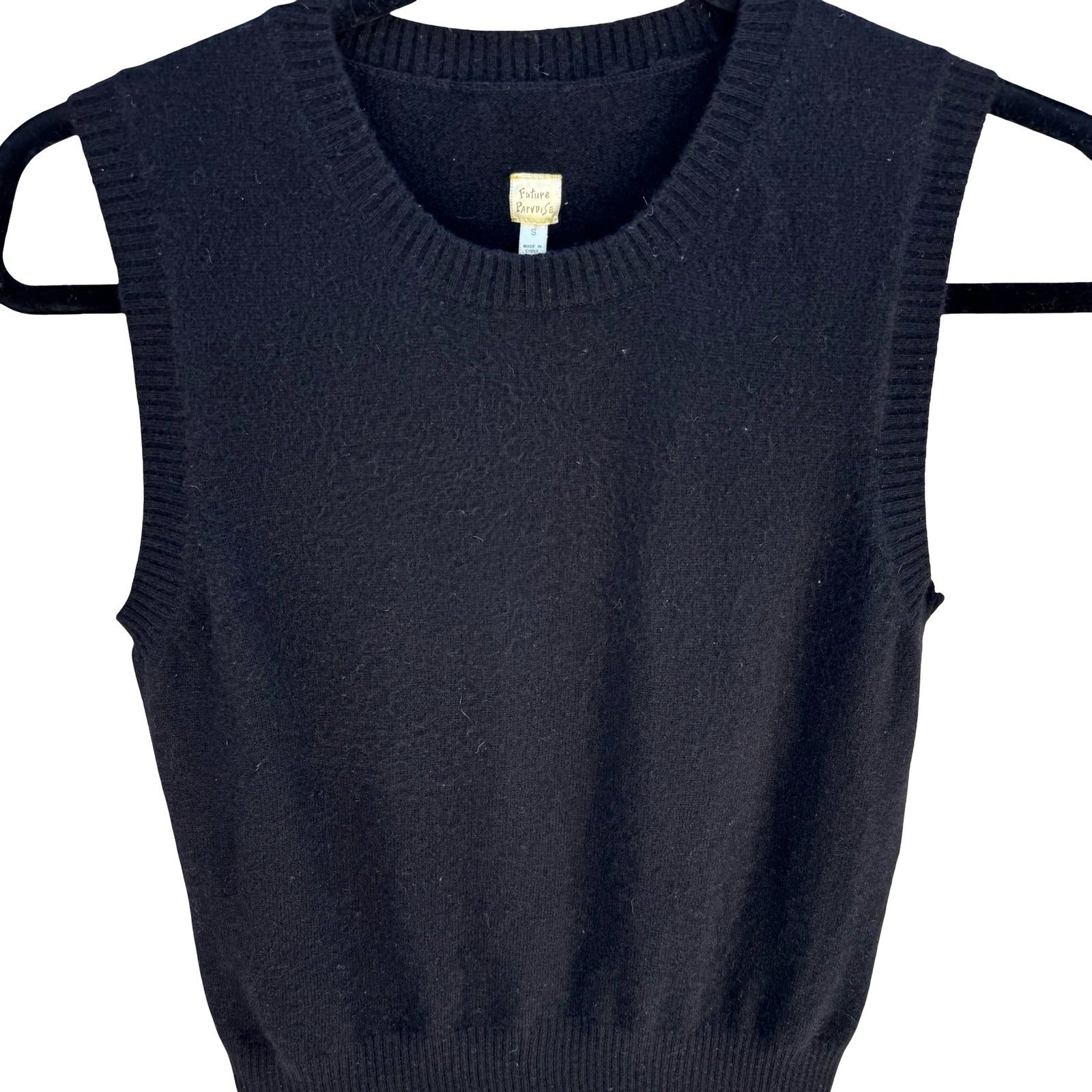 Future Paradise Cashmere Old Money Black Sweater Vest Sleeveless S Quiet Luxury