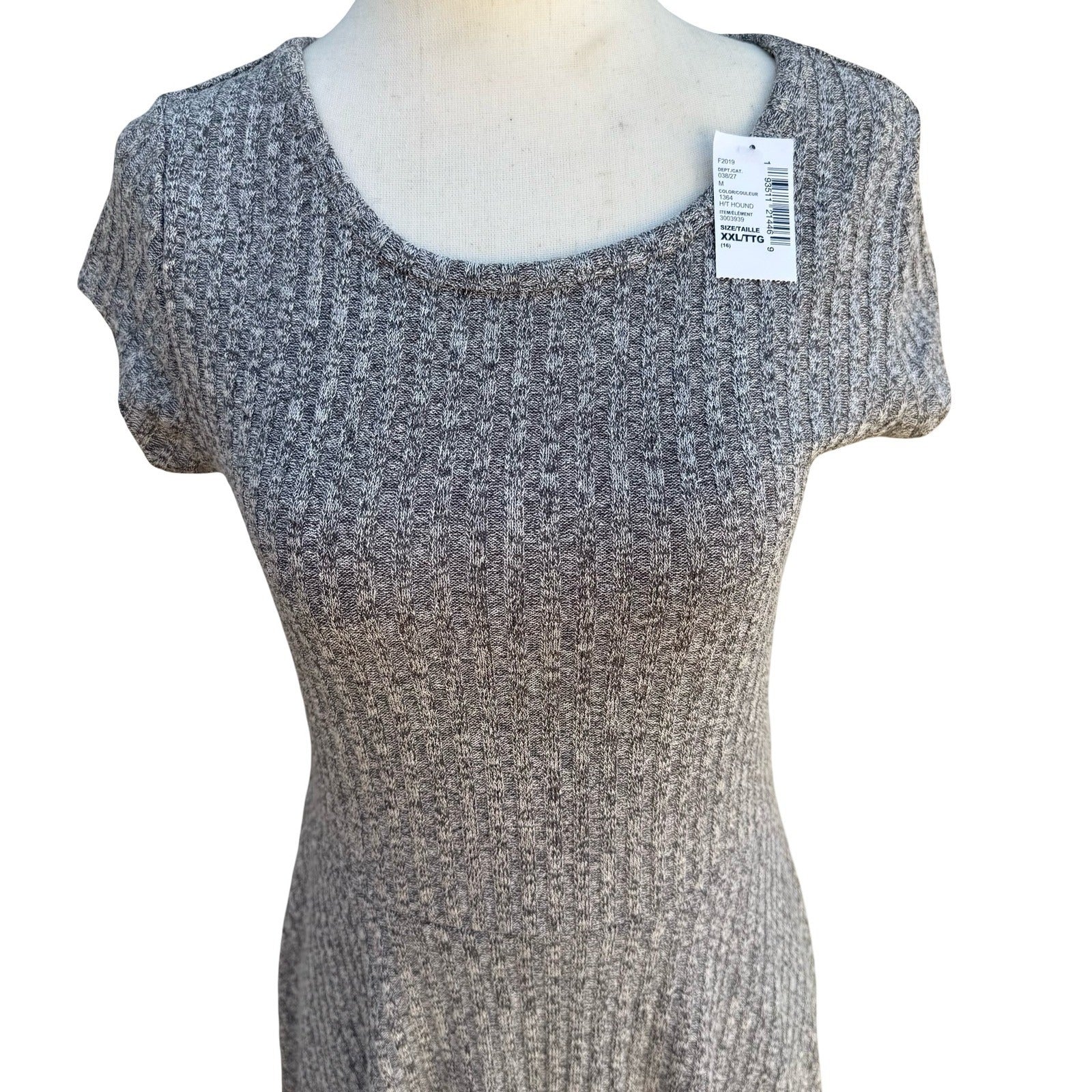The Childrens Place Girls XXL 16 Grey Ribbed Marl Skater Dress Lattice Back NEW