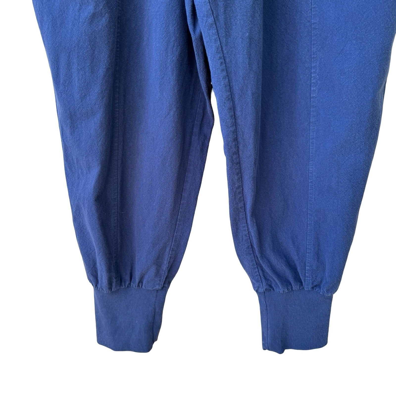 One Boy Linen Blend Minimalist Jogger Pants Relaxed Boho Lagenlook Blue Mens OS