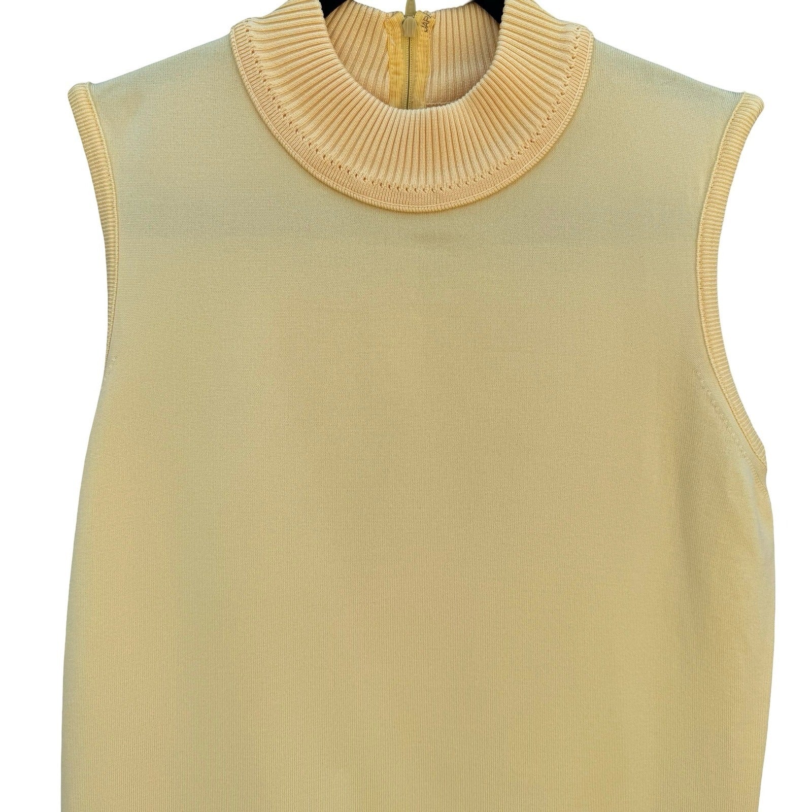 Booth Bay Qiana Vintage Sleeveless Mock Neck Knit Top Yellow 1970s Retro Mod