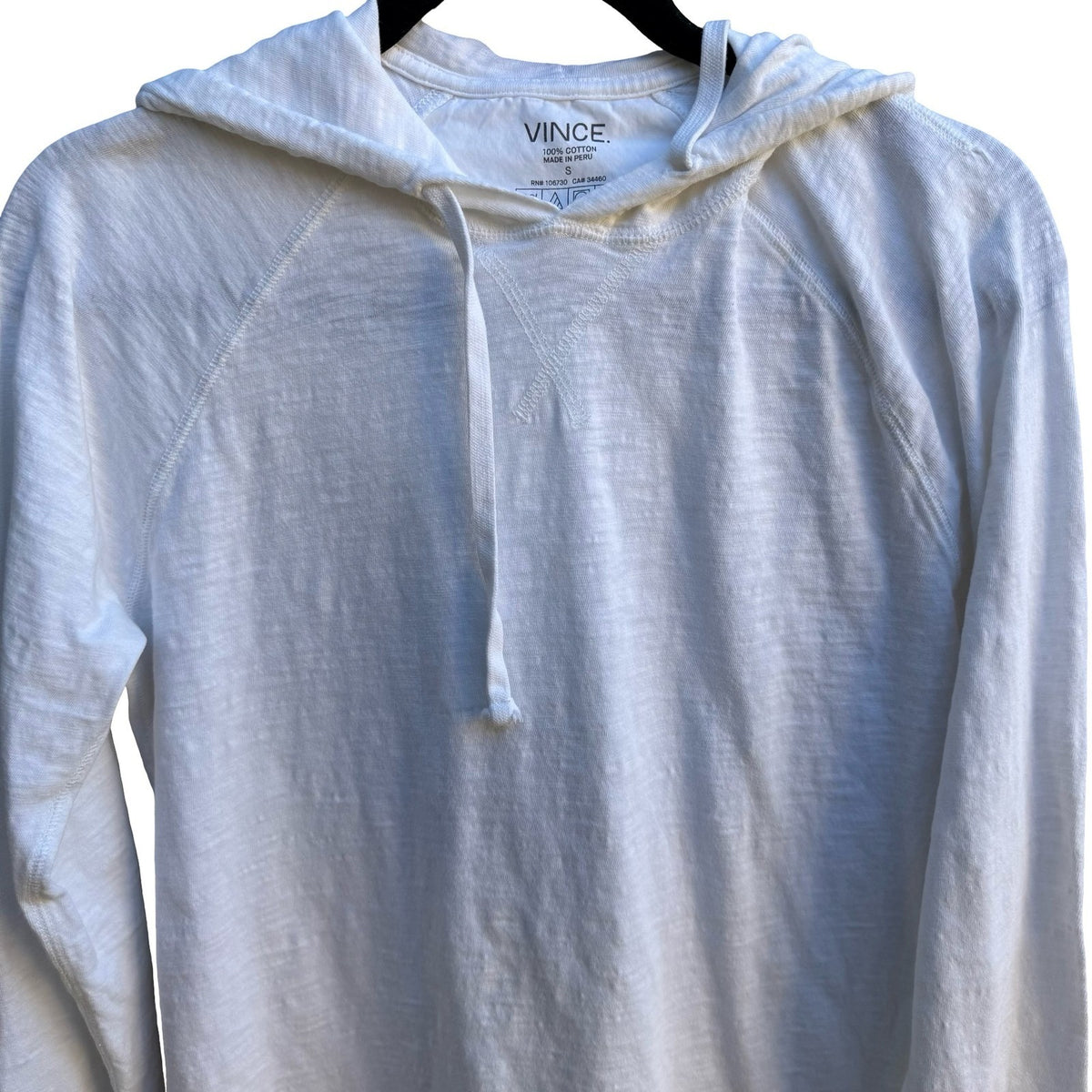 Vince Slub Cotton Raglan Minimalist Layering Quiet Luxury Hoodie White Mens S