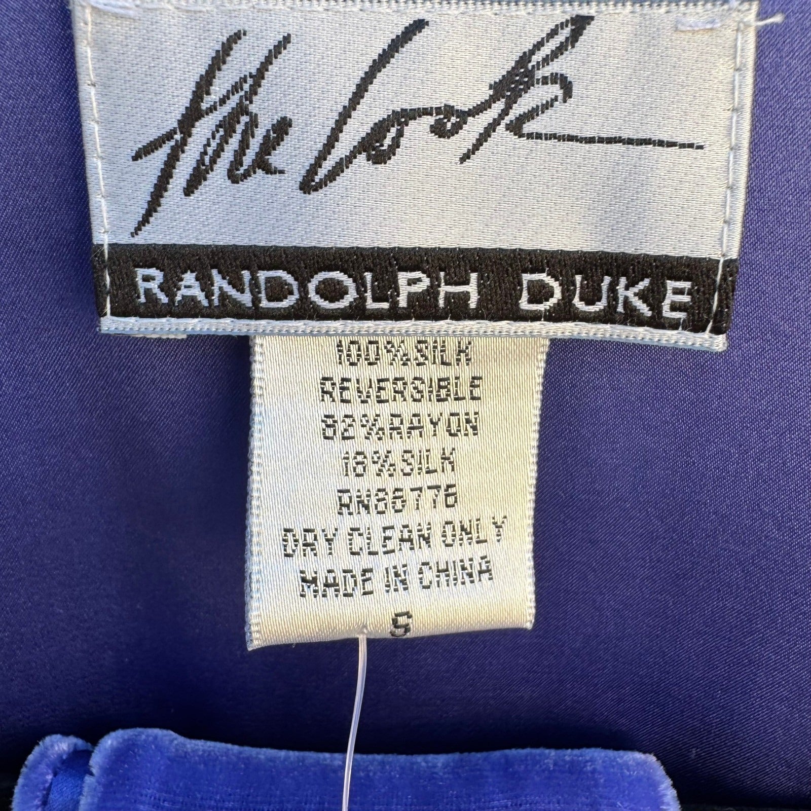 Randolph Duke The Look Reversible Silk Velvet Jacket Blue Open Cardigan SM NWT