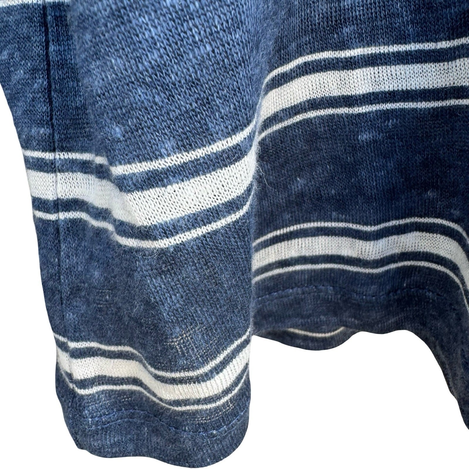 Vince Mens XL Linen Striped Shirt Blue NEW Coastal Quiet Luxury Nautical Preppy