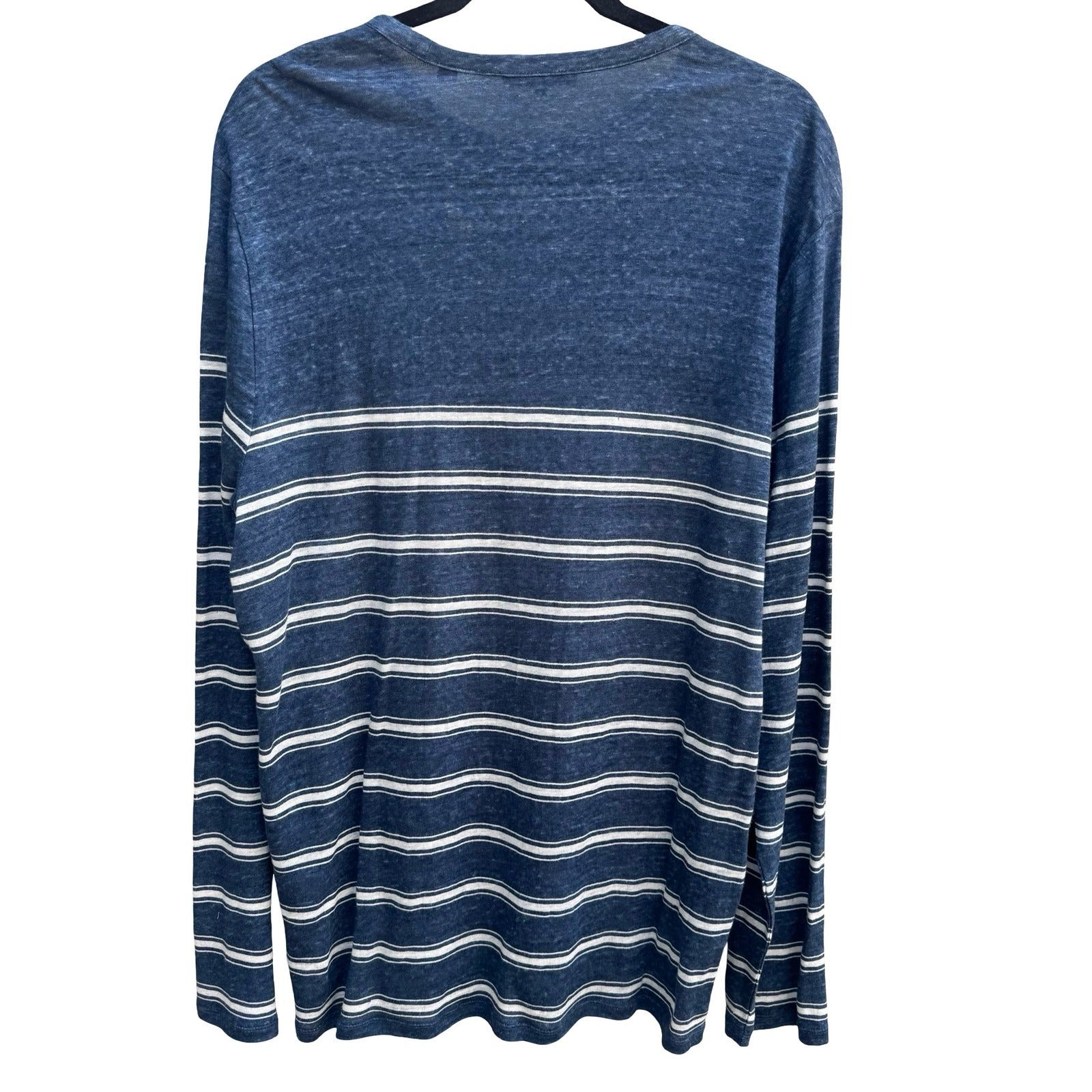 Vince Mens XL Linen Striped Shirt Blue NEW Coastal Quiet Luxury Nautical Preppy
