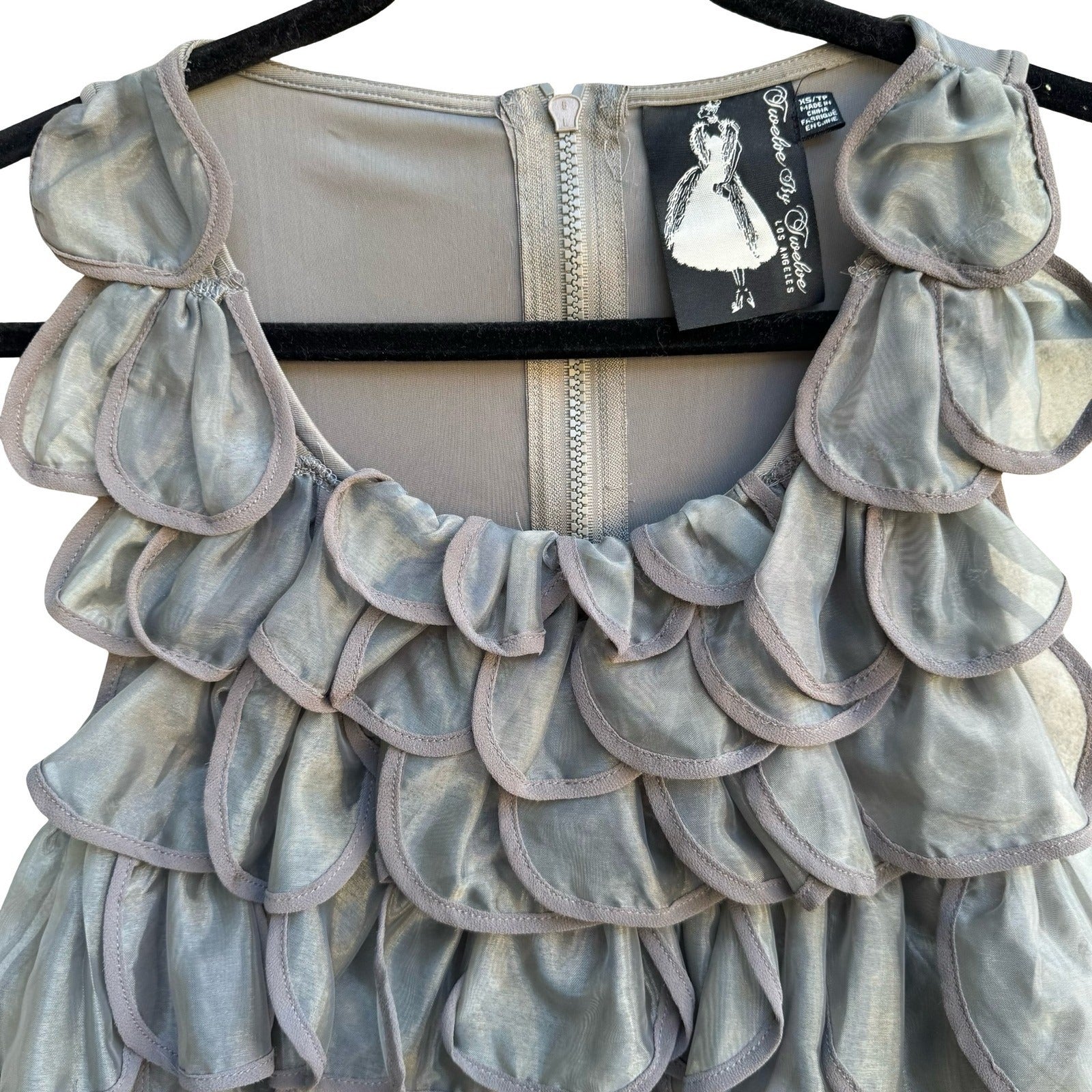 Twelve by Twelve Y2K Avant Garde Mermaidcore Tiered Ruffle Sleeveless Blouse XS