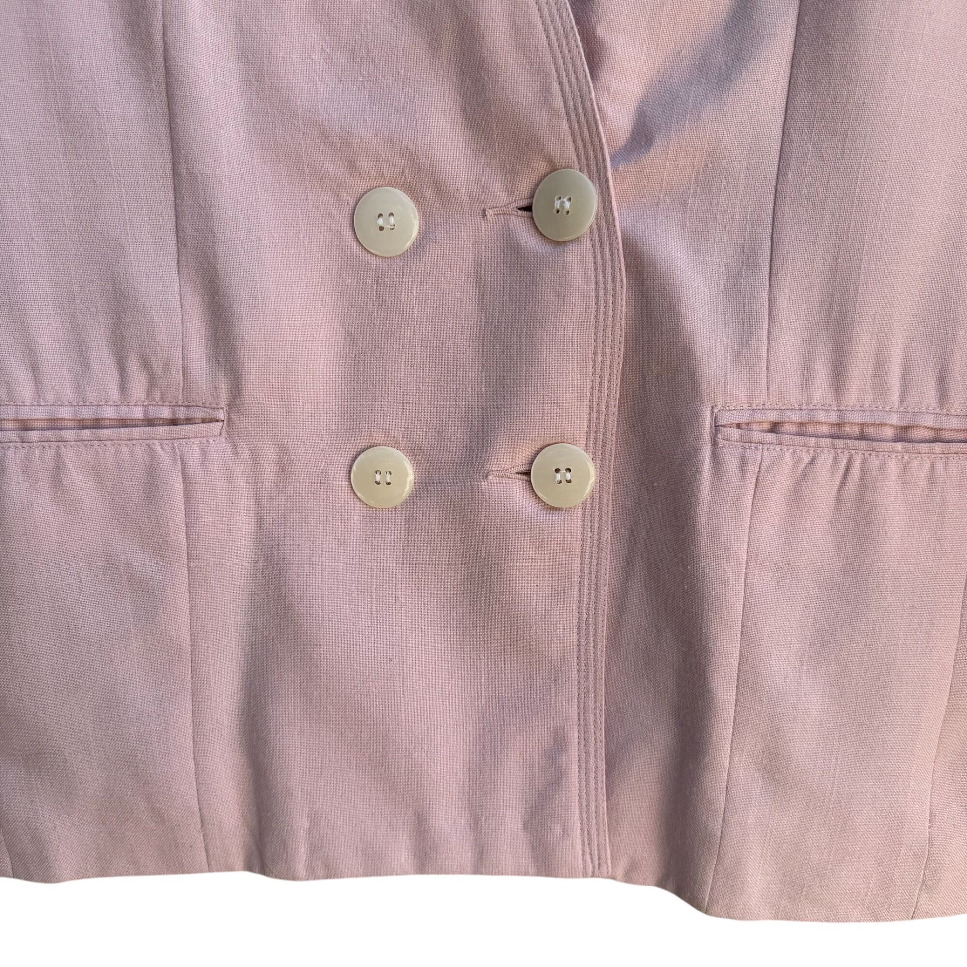 Bentley Vintage 80s Womens Pastel Pink Double-Breasted Preppy Blazer Jacket 6