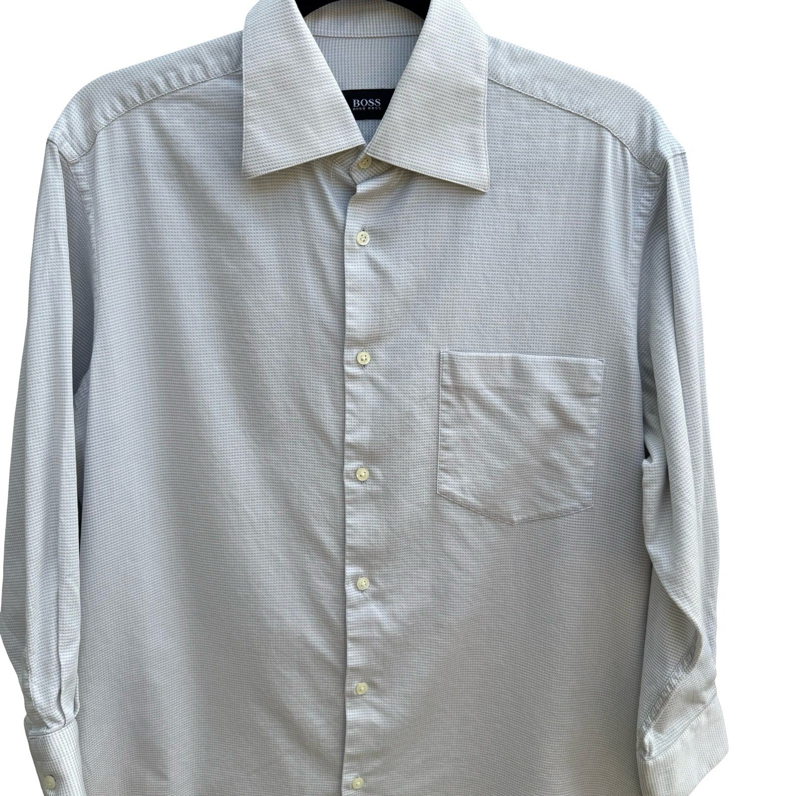 Hugo Boss Minimalist Professional Luxury Micro Check Textured Dress Shirt Grey