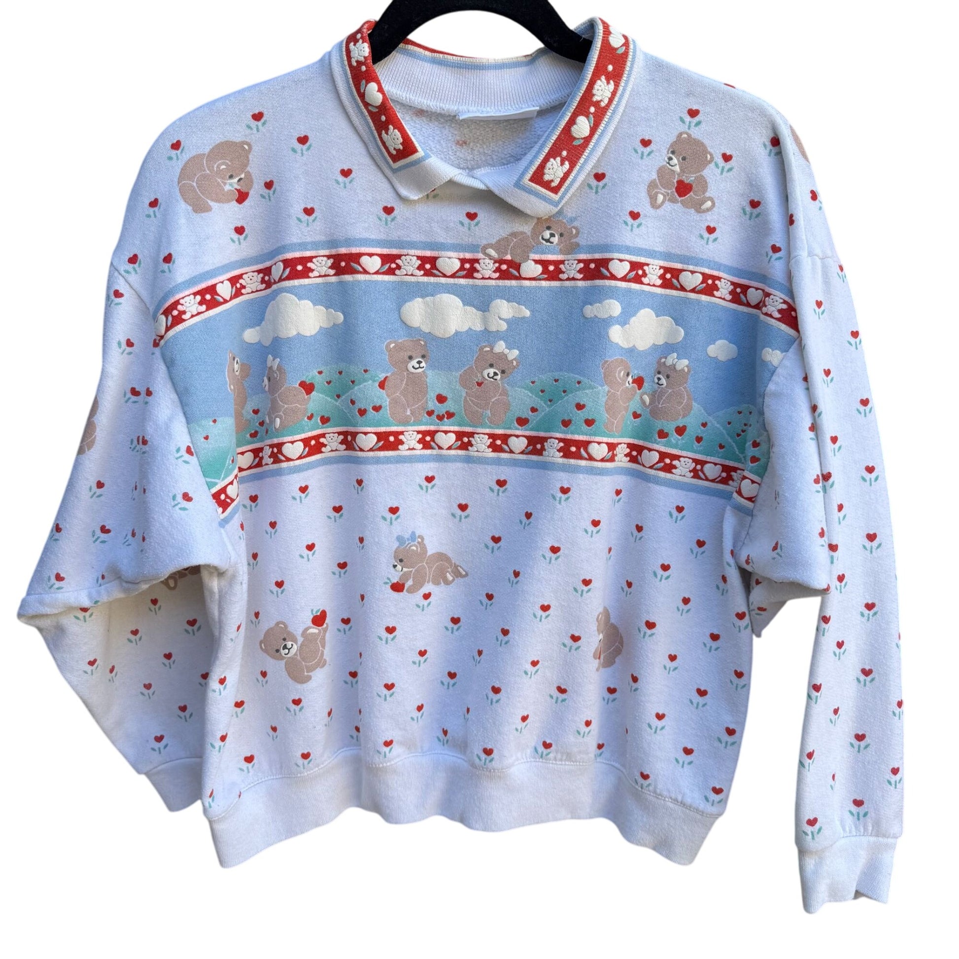 Spumoni By Franco Vintage Cottage Granny Teddy Bear Dog Puff Print Sweatshirts