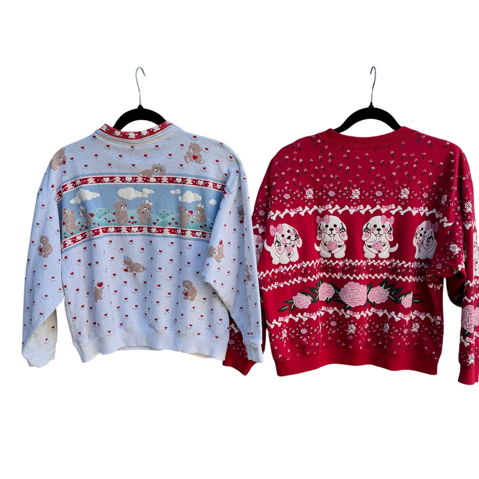 Spumoni By Franco Vintage Cottage Granny Teddy Bear Dog Puff Print Sweatshirts