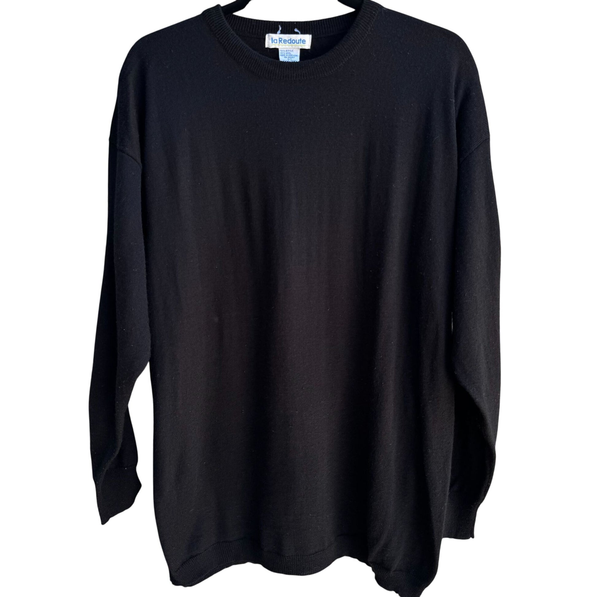 La Redoute Vintage Womens Wool Blend Long Sleeve Minimalist Black Knit Sweater L