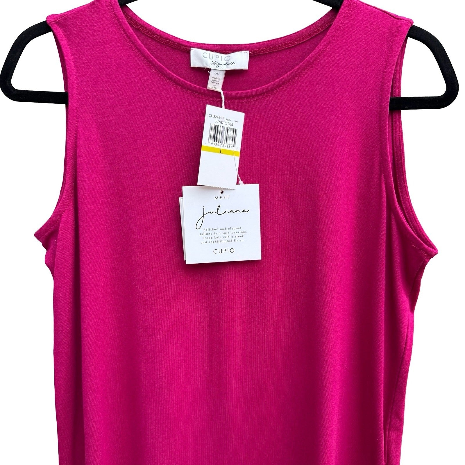 Cupio Signature Juliana Tank Top Pink Plum Crepe Knit Sleeveless L NEW Layering