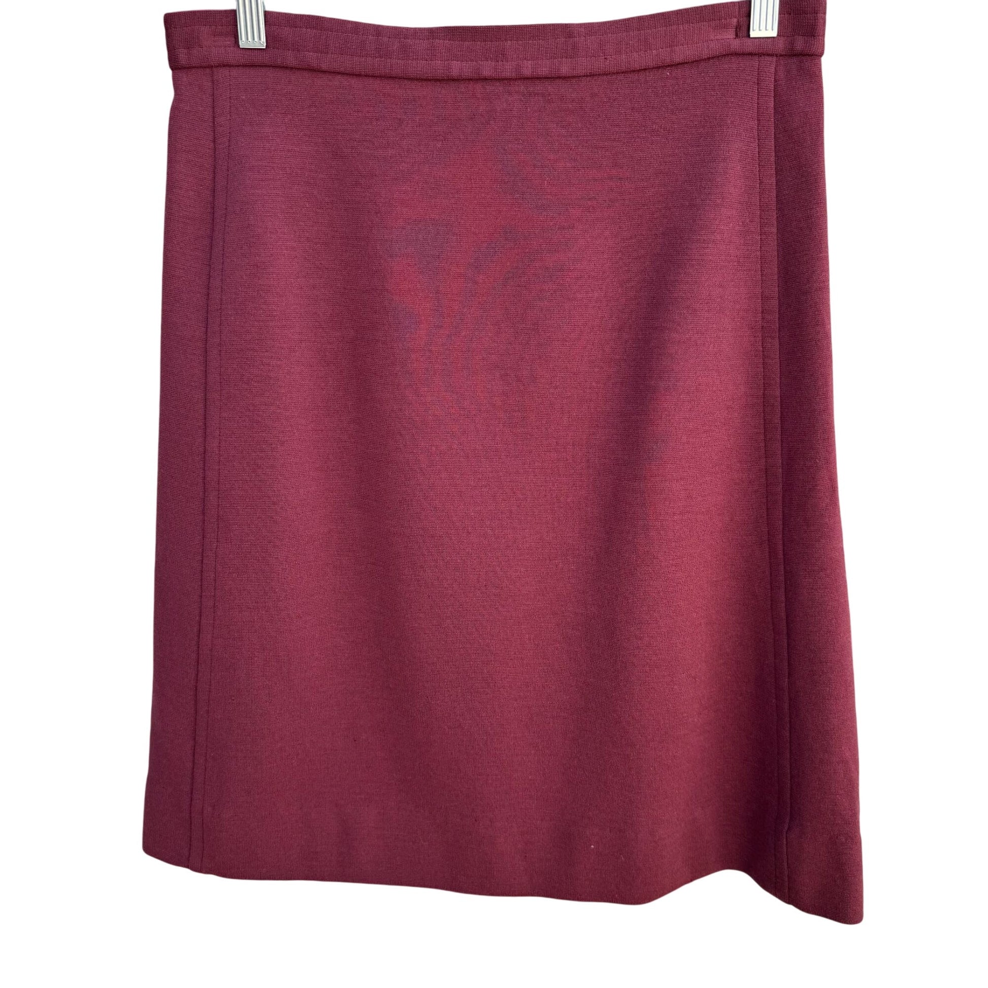 Dorce Knits Vintage Womens Burgundy High-Waist Knit Wool A Line Side Zip Skirt