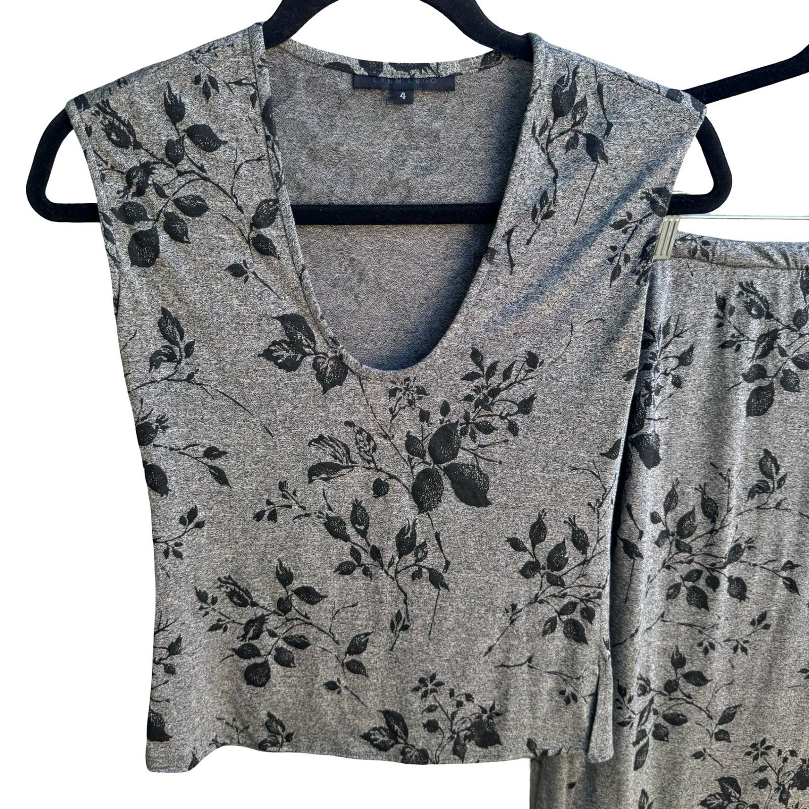 Lynn Lugo Y2K 90s Whimsigoth Romantic Floral Minimalist Maxi Skirt Top Grey 4