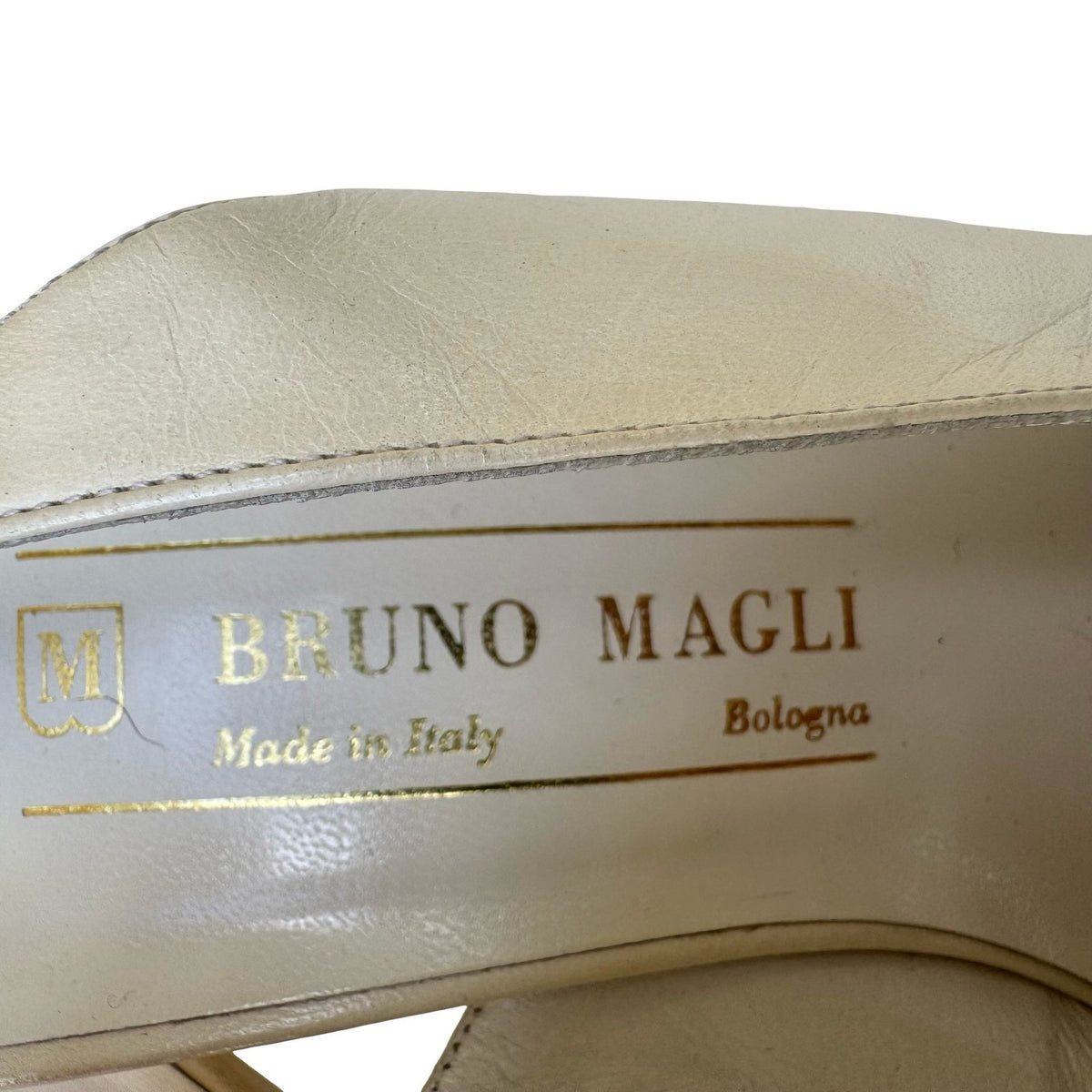 Bruno Magli Vintage Italian Leather Snakeskin Cap Toe Slingback Pumps Cream 10B