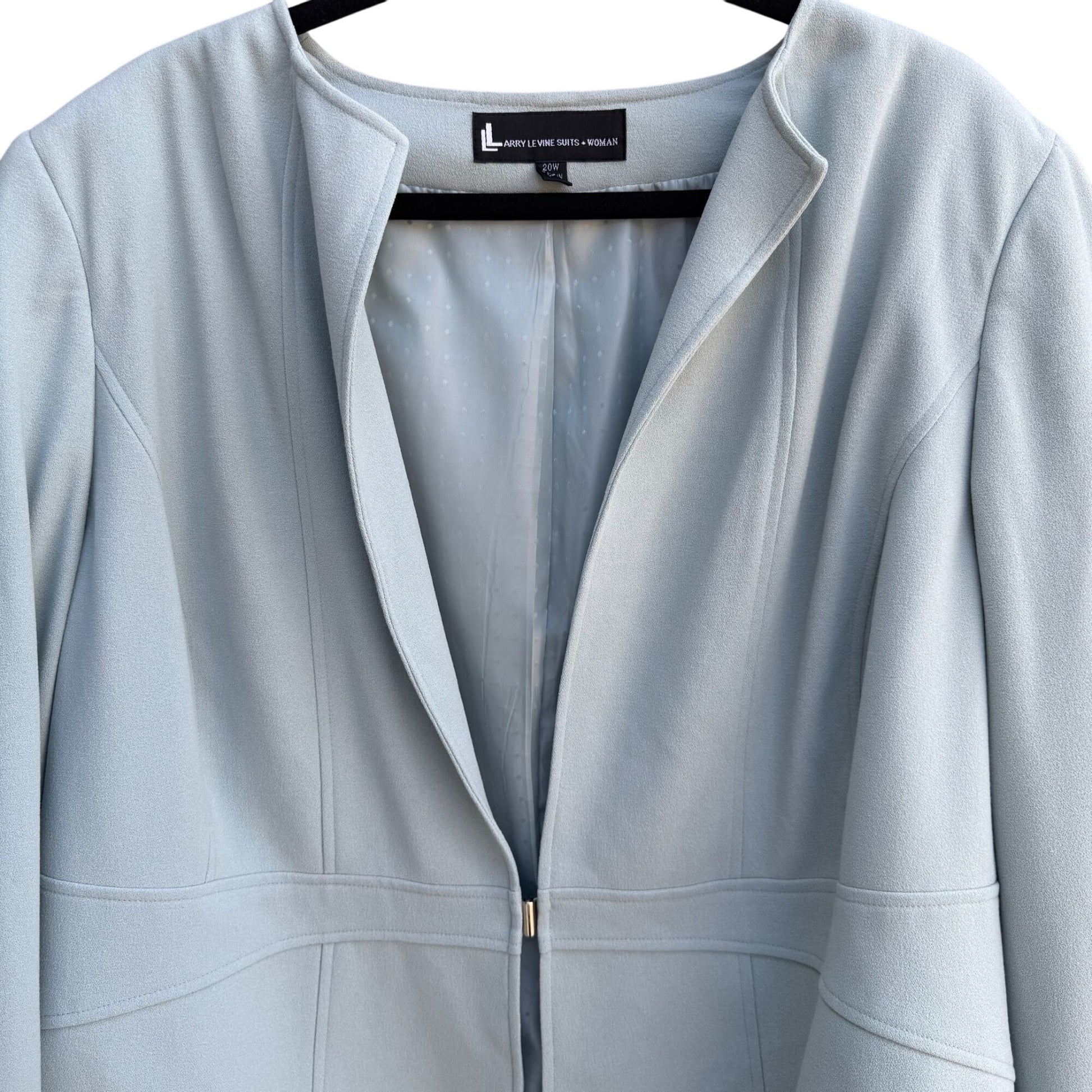 Larry Levine Vintage Womens Snap Closure Dressy Light Blue Suit Blazer Jacket 20W