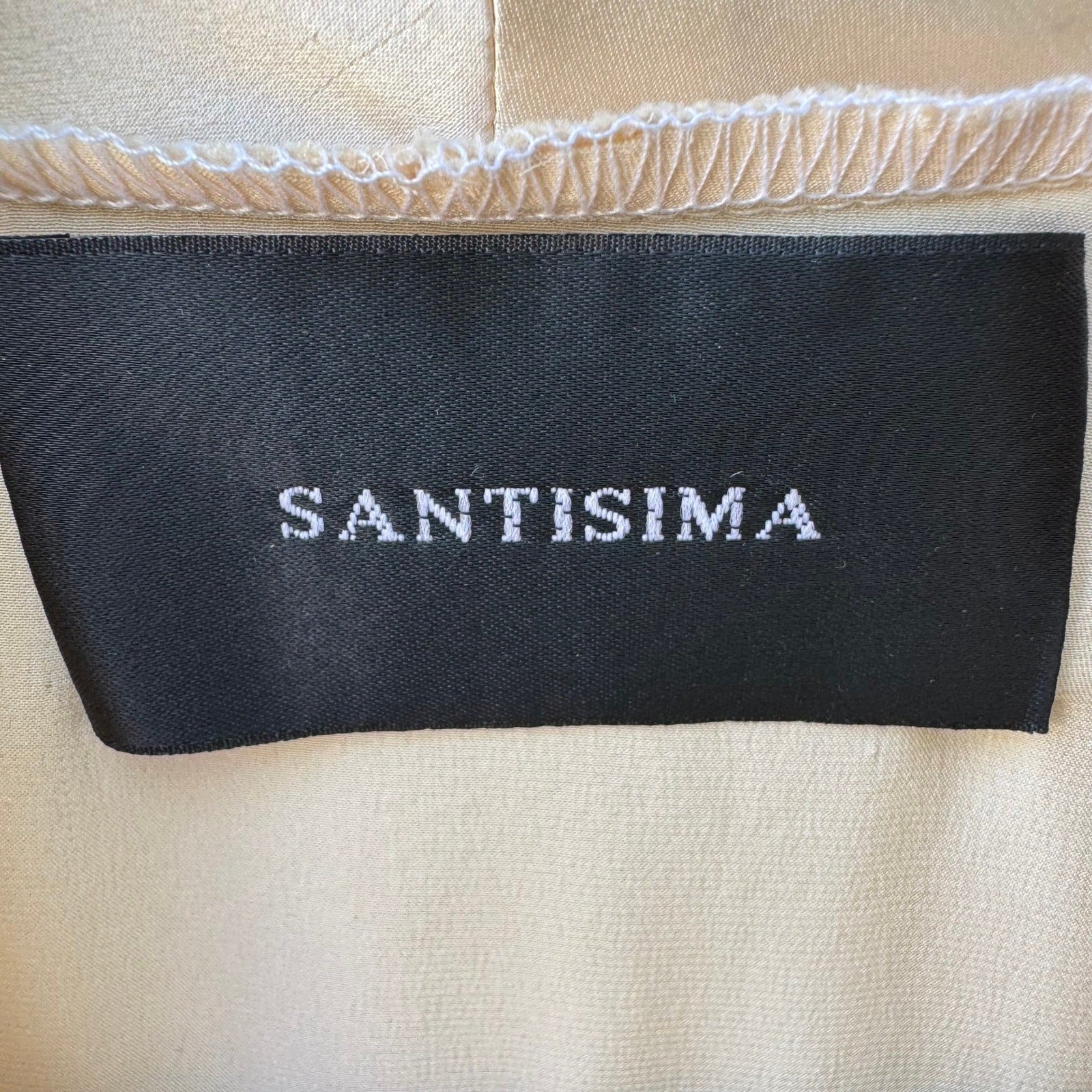 Santisima Y2K 100% Silk Quiet Luxury Old Money Minimalist Shawl Collar Blouse S