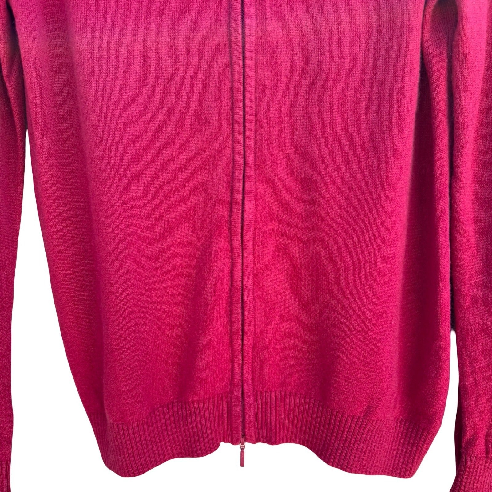 LL Bean Cashmere Full Zip Quiet Luxury Cardigan Sweater Pink Minimalist Womens M