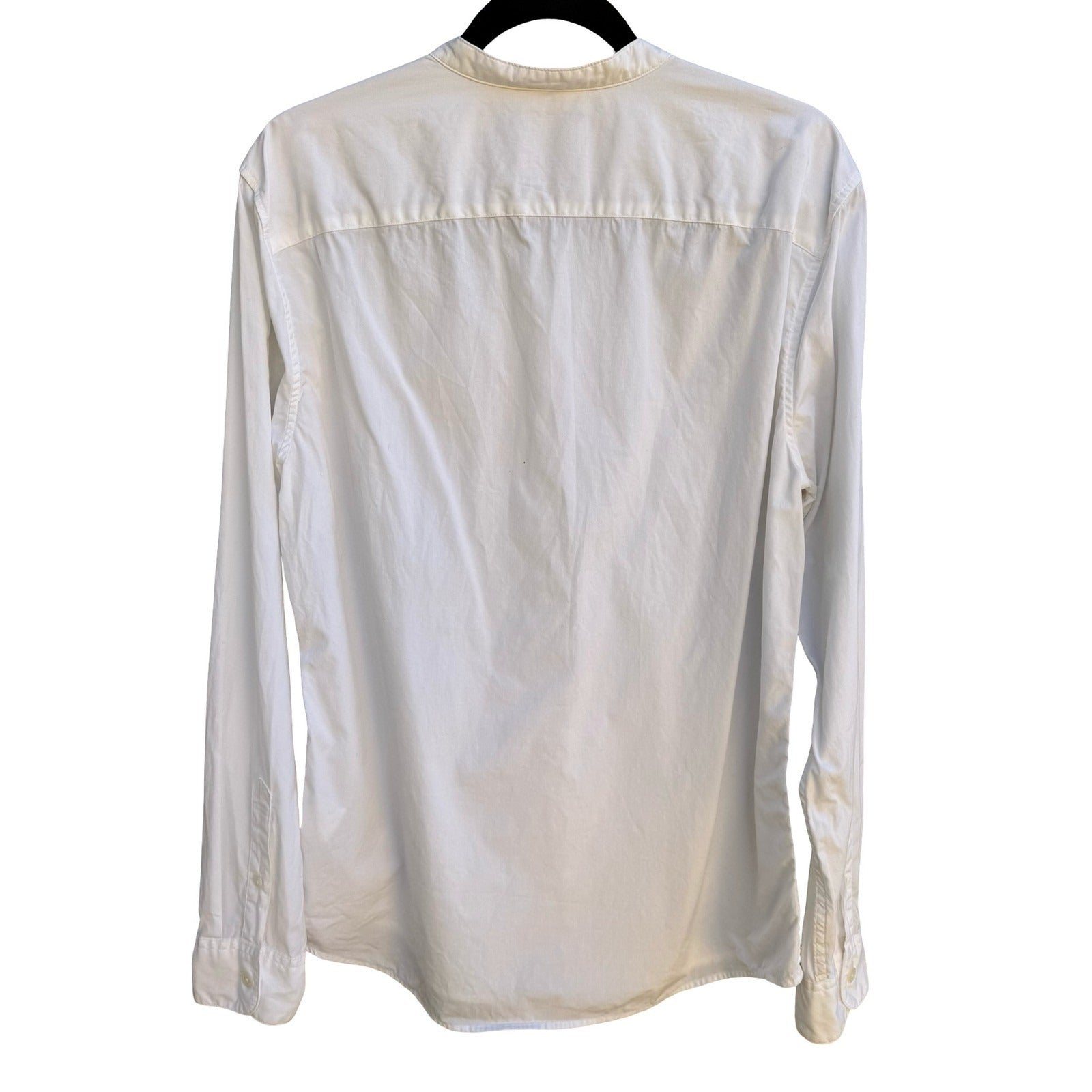 Abercrombie & Fitch Minimalist Super Slim Band Collar Stretch Shirt White Mens L