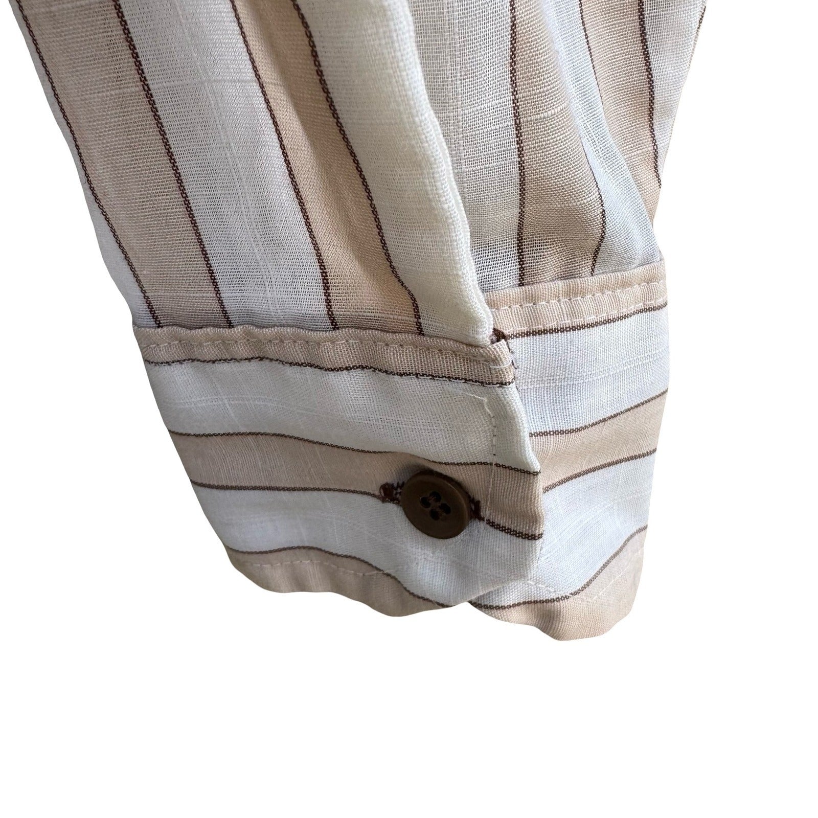 Van Heusen 417 Vanopress Vintage 70s Stripe Dagger Collar Linen Look Disco Shirt