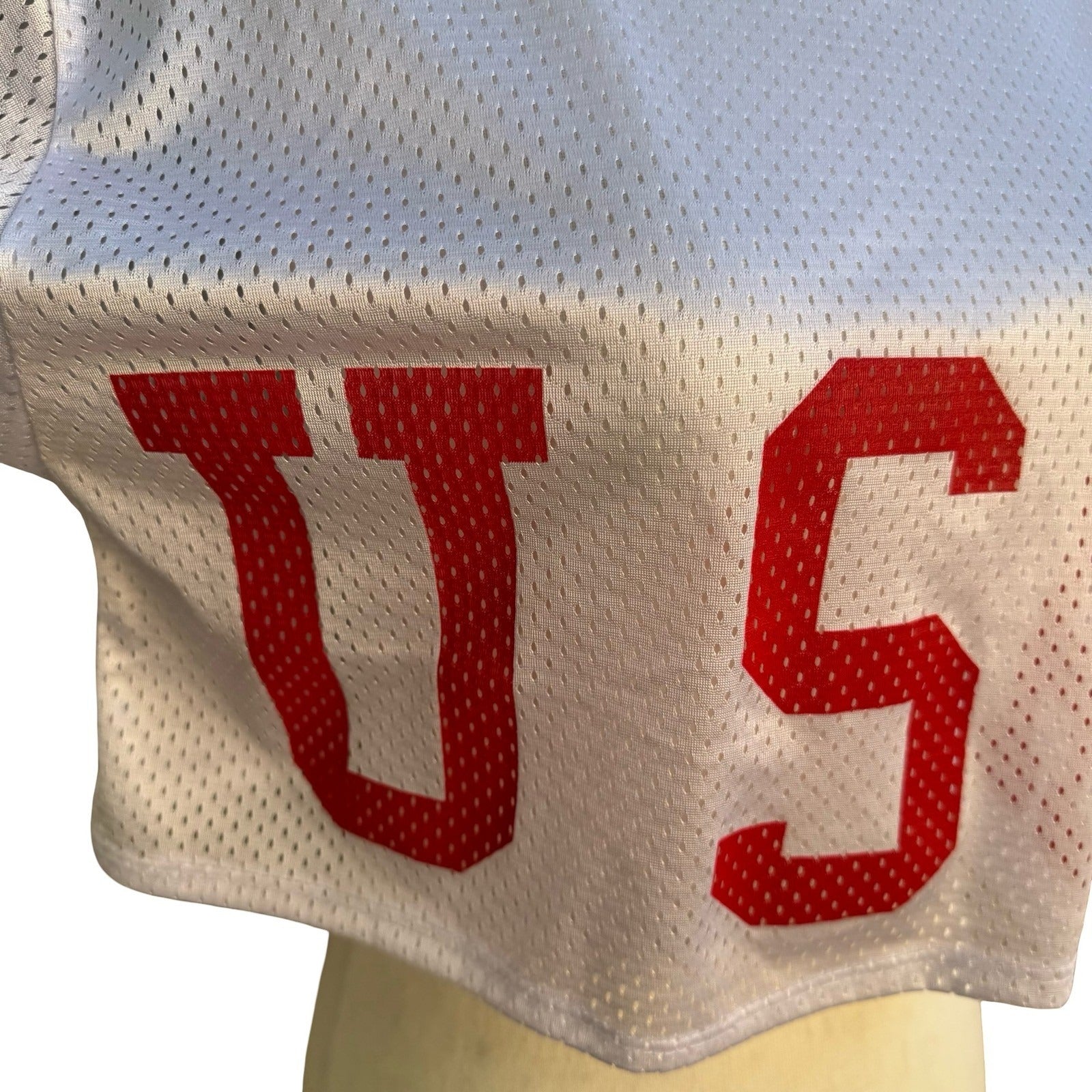 Oboe USA Mesh Jersey Crop Top USA Graphic Athletic Streetwear Americana White M