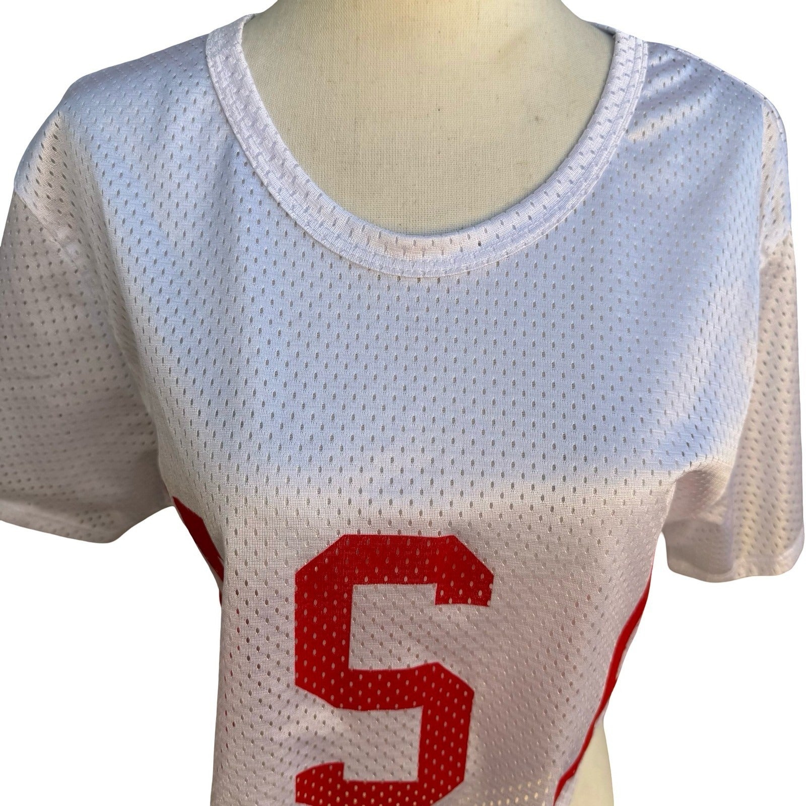 Oboe USA Mesh Jersey Crop Top USA Graphic Athletic Streetwear Americana White M