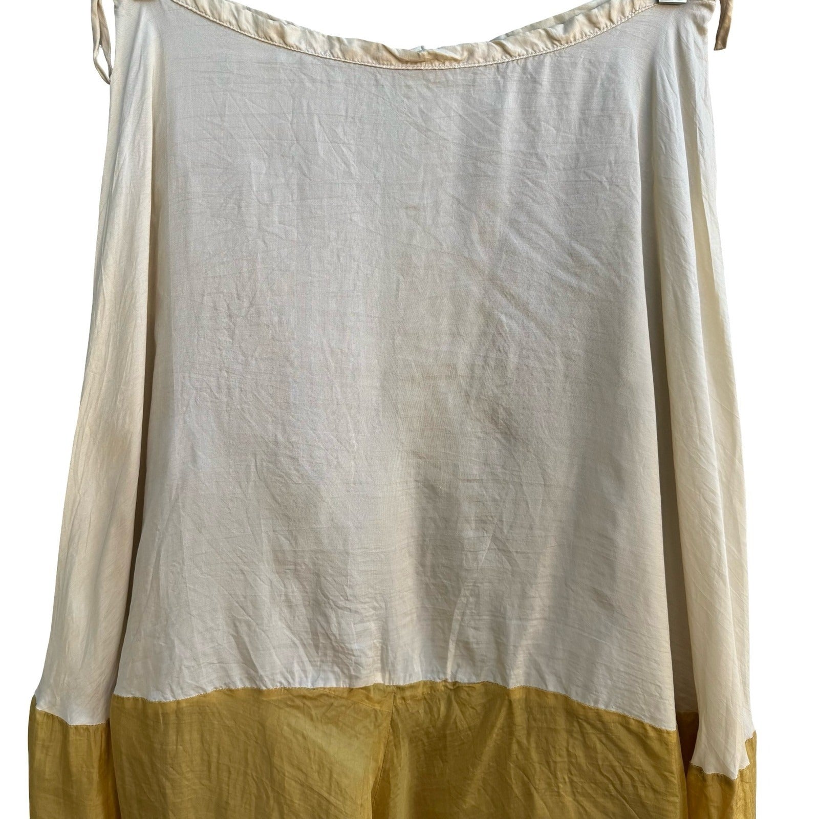 Chan Luu Y2K Silk Boho Minimalist Flowy Ethereal Yellow Colorblock Midi Skirt S