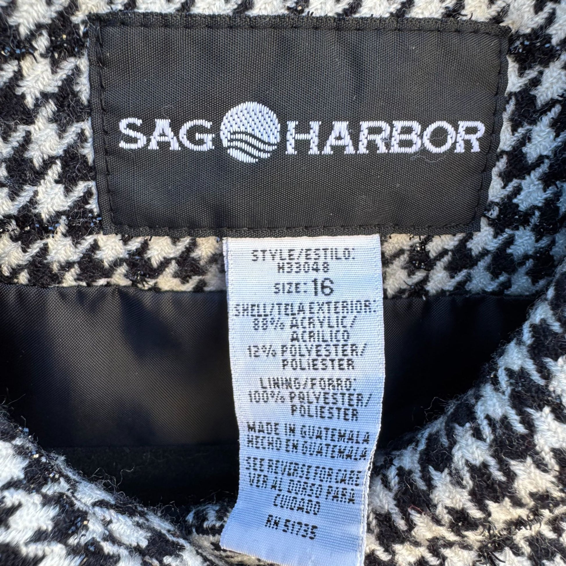 Sag Harbor Womens Houndstooth Metallic Stitching Button-Up Jacket Blazer 16