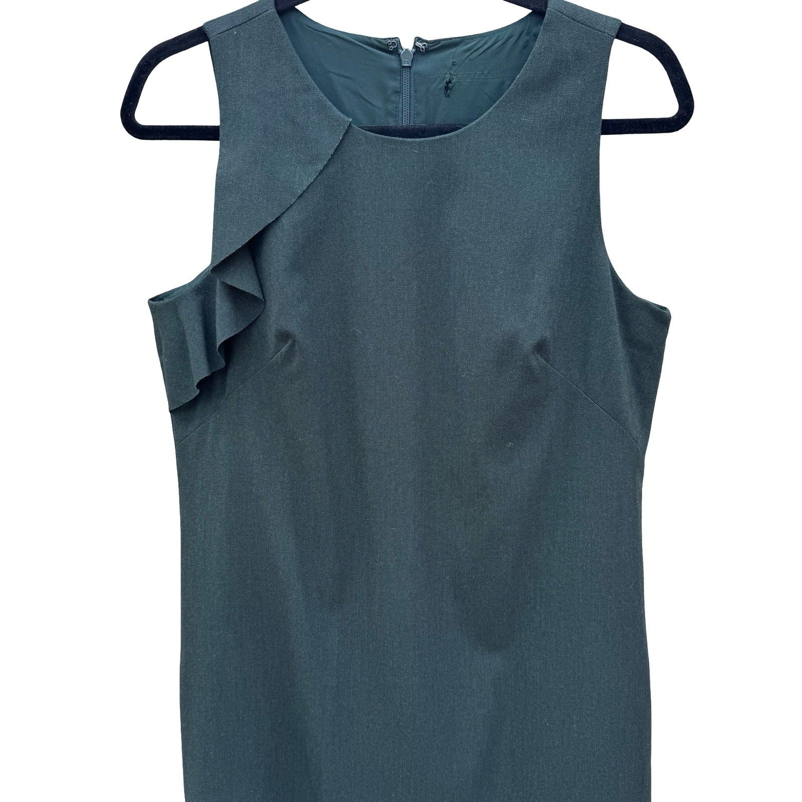 Banana Republic Dark Green Asymmetrical Flounce Ruffle Sheath Dress 888528-00