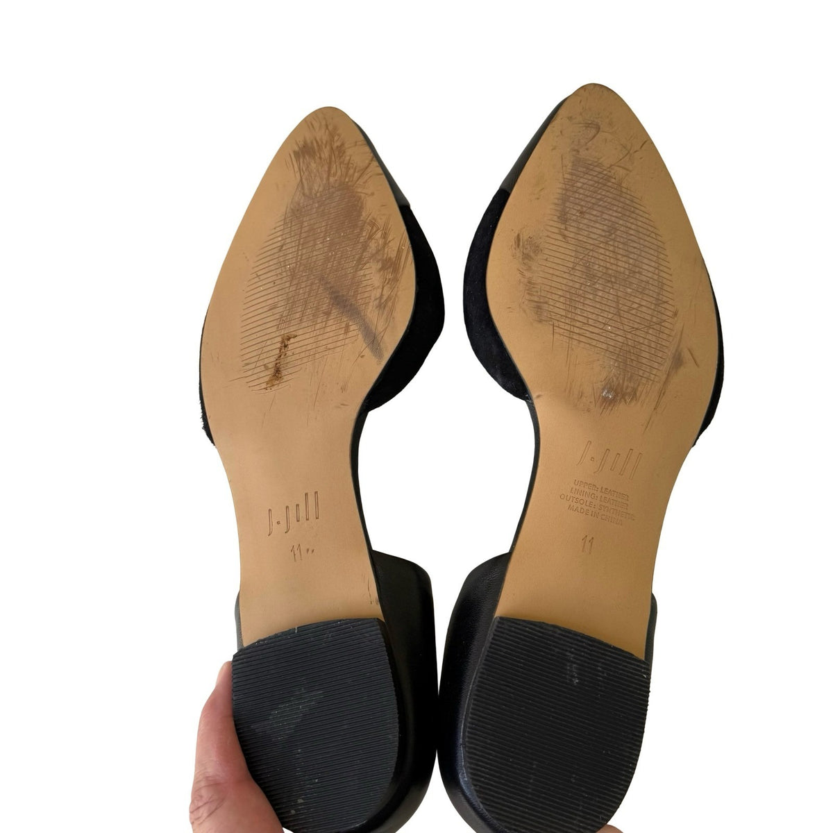 J. Jill D'Orsay Minimalist Quiet Luxury Pointed Cap Toe Flats Black Womens 11