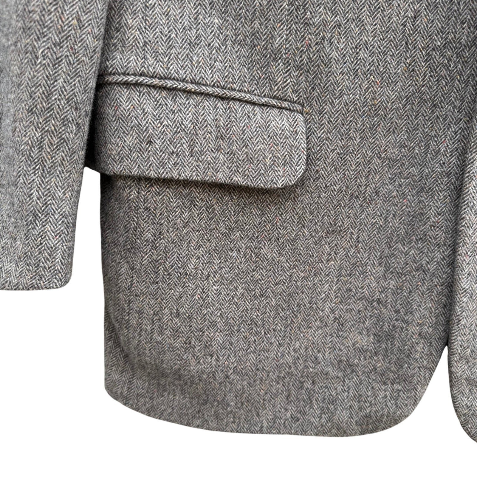 Maestro LG Fashion Mens Brown Herringbone 100% Wool 3-Button Blazer Sport Coat